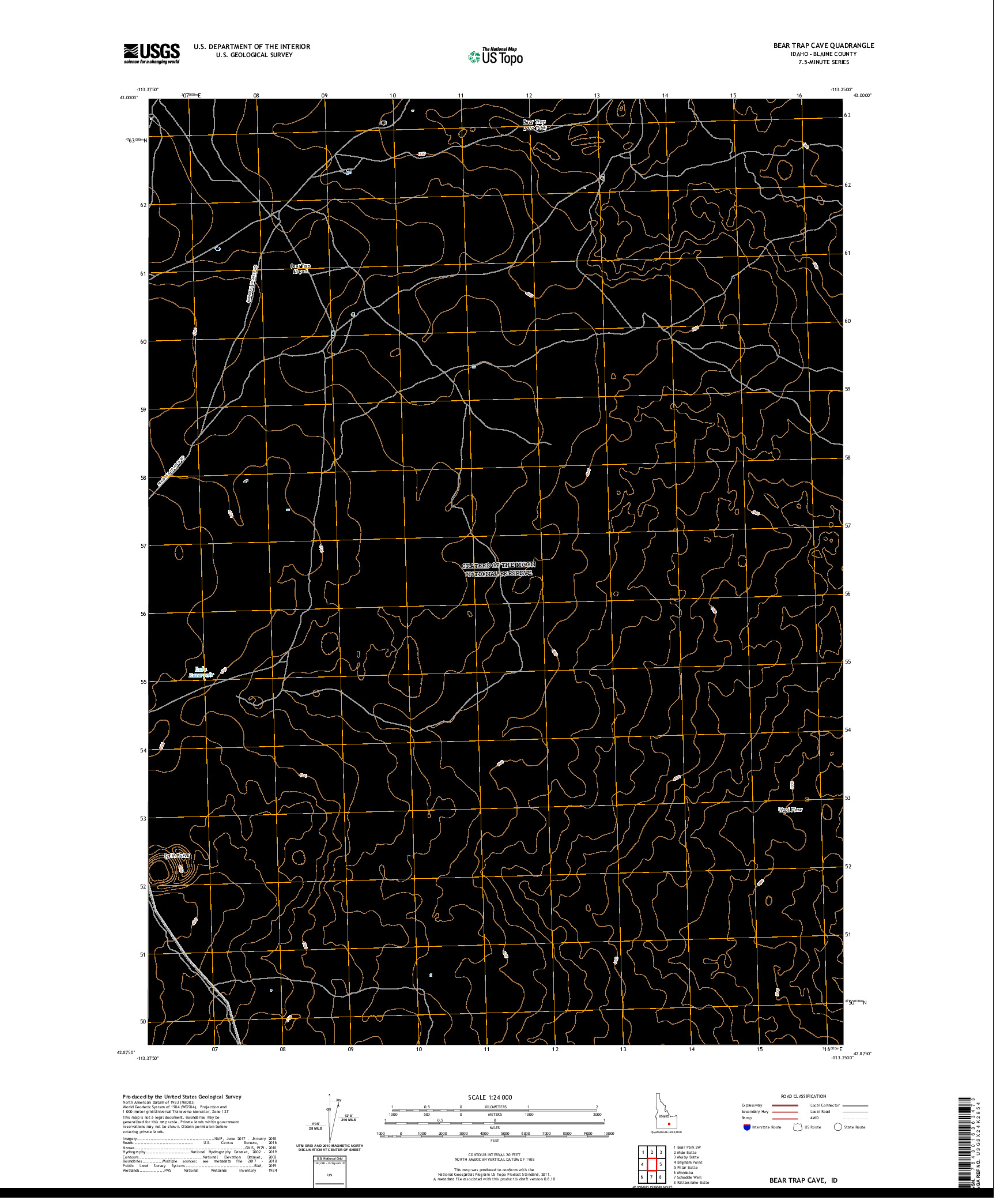 USGS US TOPO 7.5-MINUTE MAP FOR BEAR TRAP CAVE, ID 2020