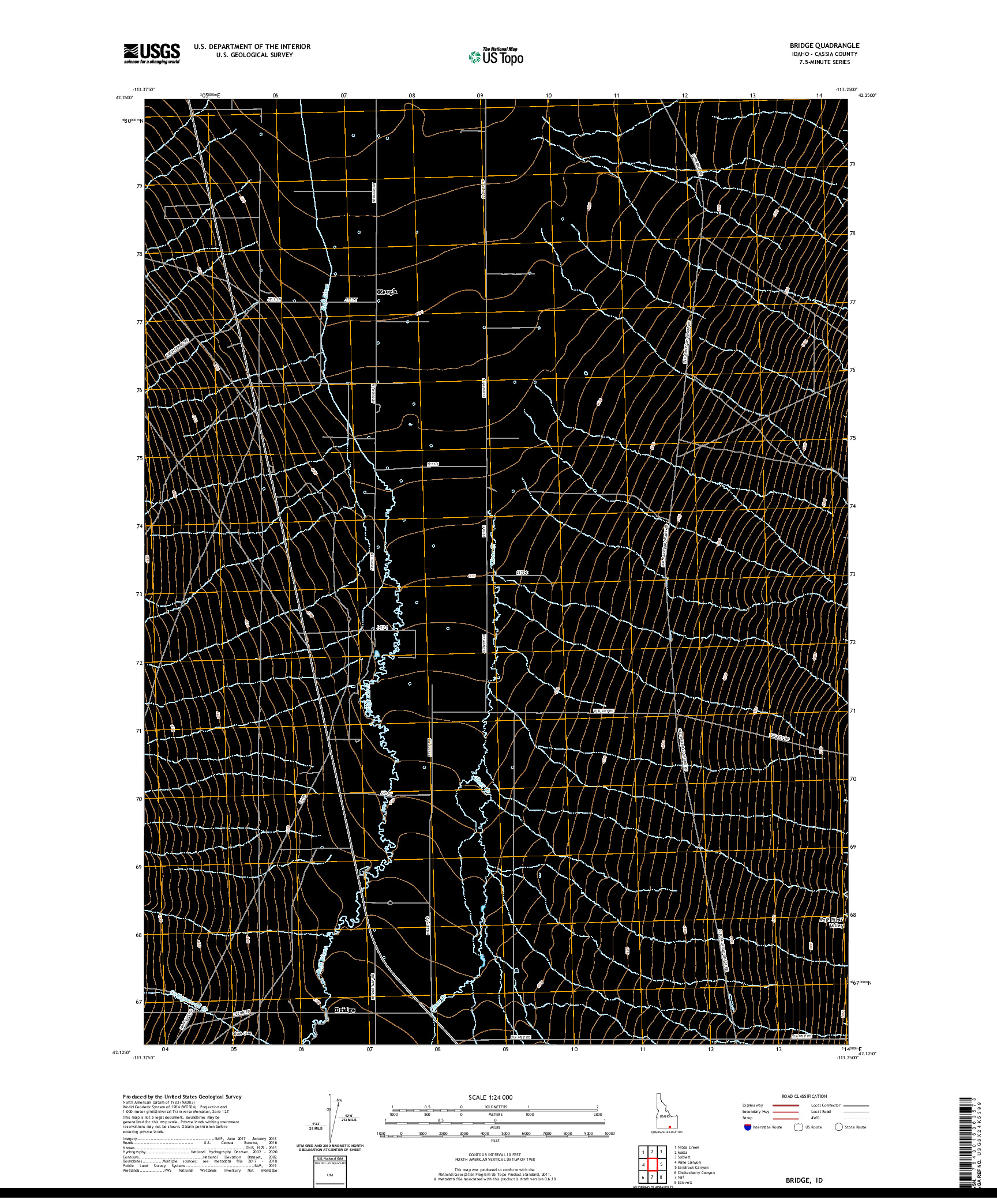 USGS US TOPO 7.5-MINUTE MAP FOR BRIDGE, ID 2020