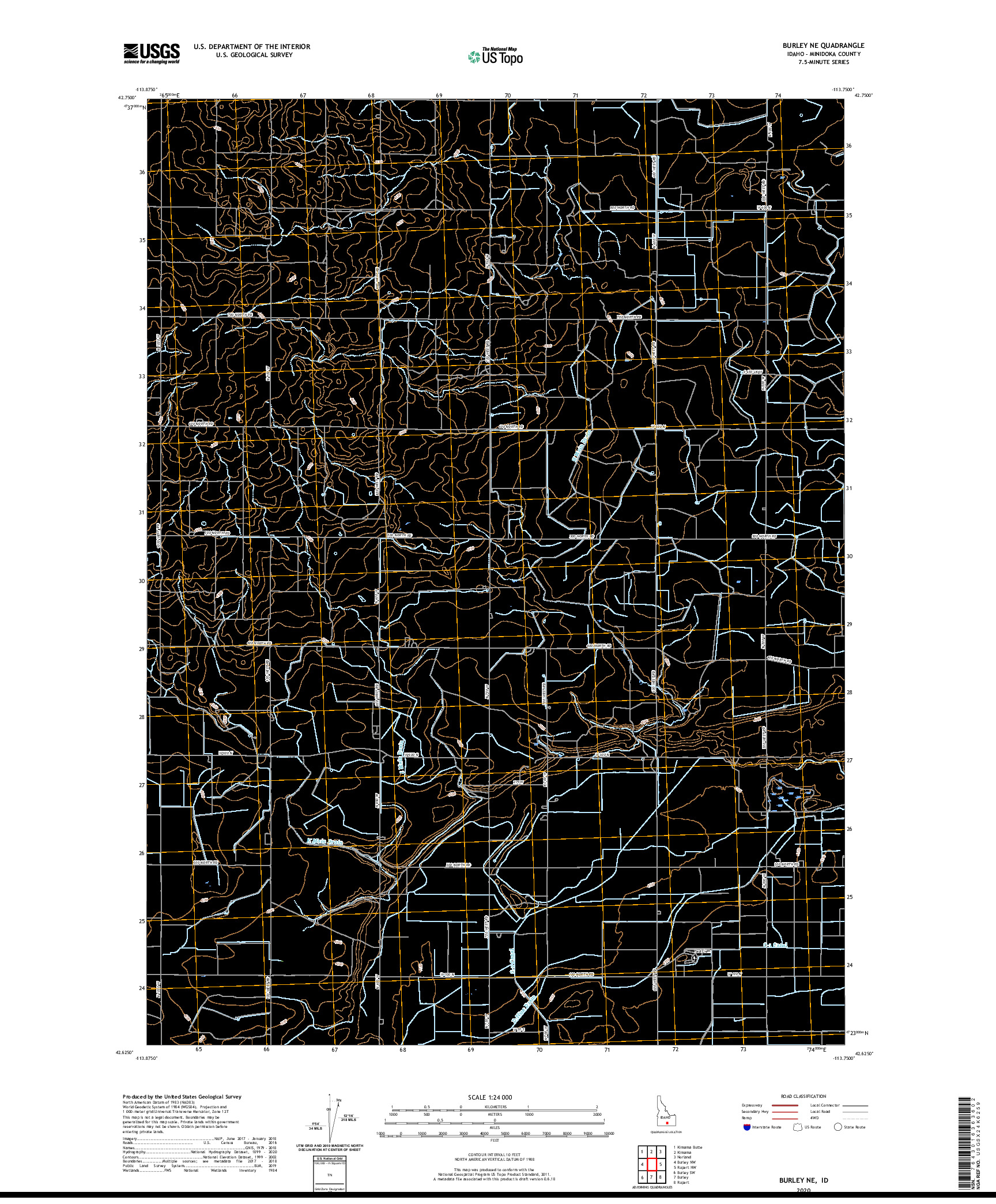 USGS US TOPO 7.5-MINUTE MAP FOR BURLEY NE, ID 2020