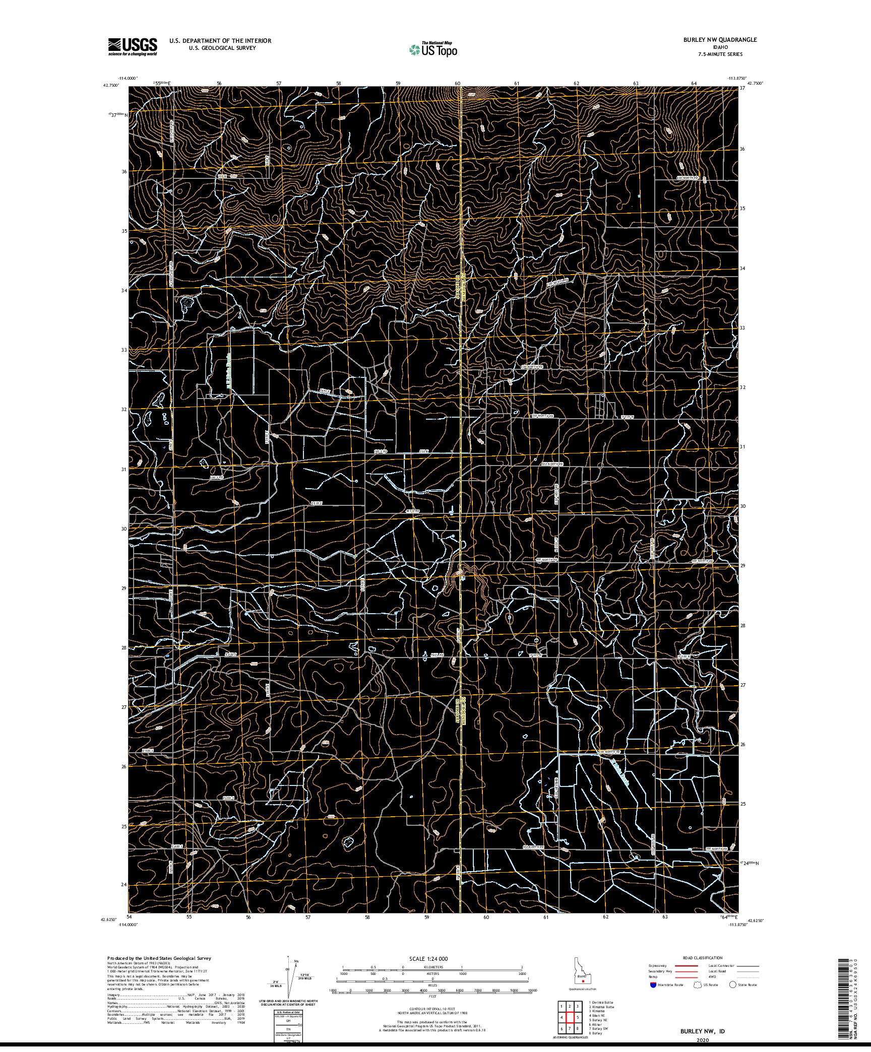 USGS US TOPO 7.5-MINUTE MAP FOR BURLEY NW, ID 2020