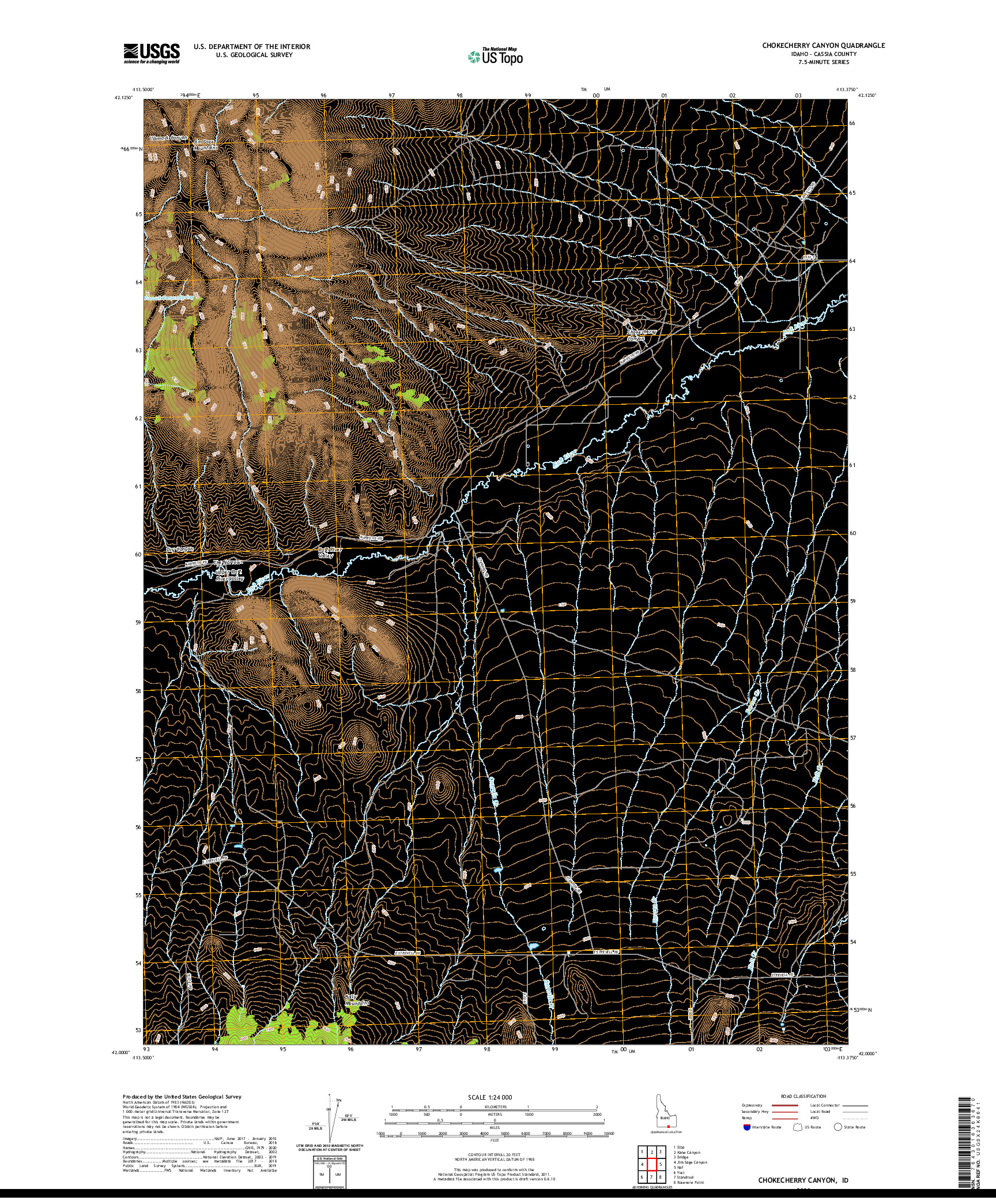 USGS US TOPO 7.5-MINUTE MAP FOR CHOKECHERRY CANYON, ID 2020