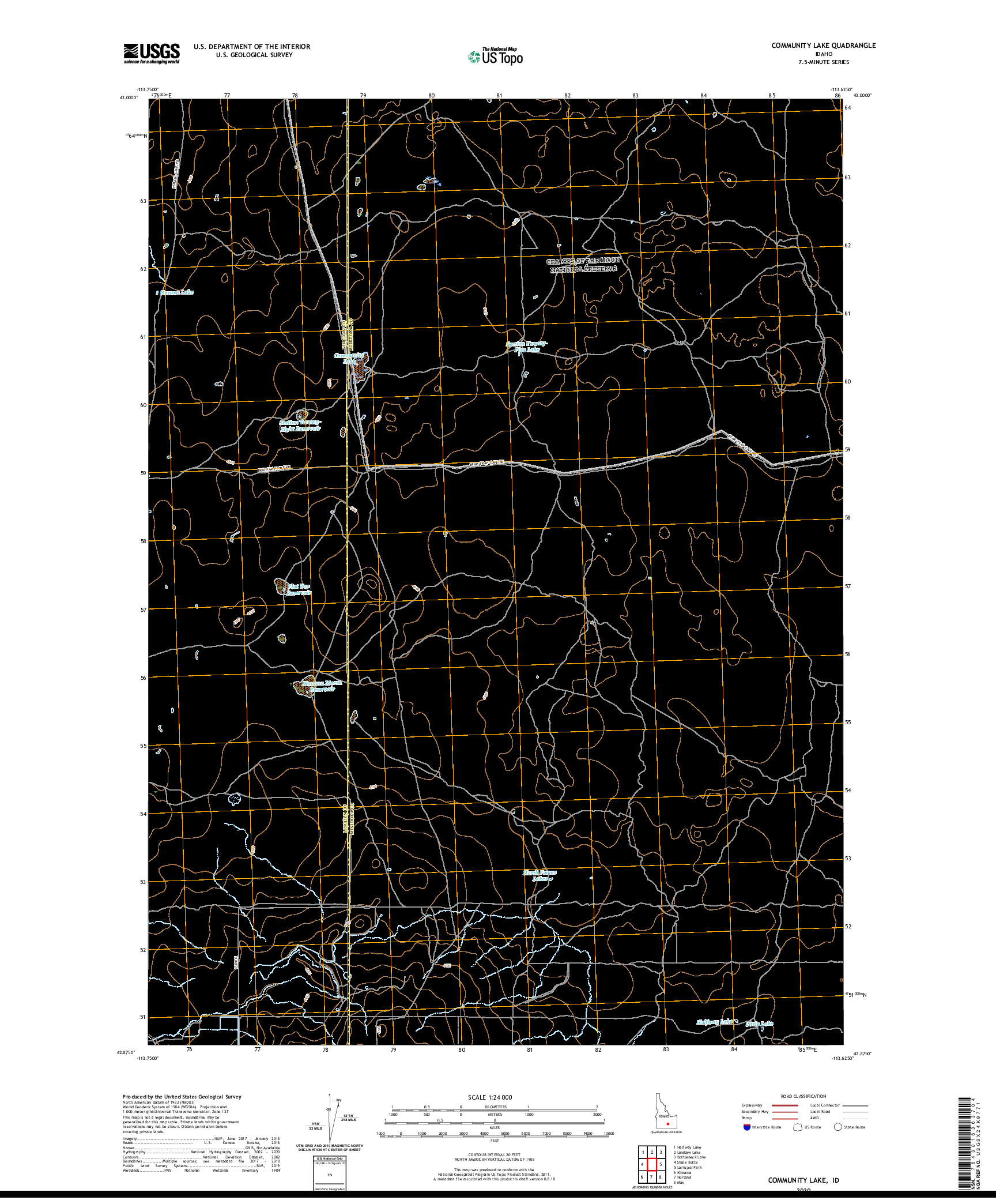 USGS US TOPO 7.5-MINUTE MAP FOR COMMUNITY LAKE, ID 2020