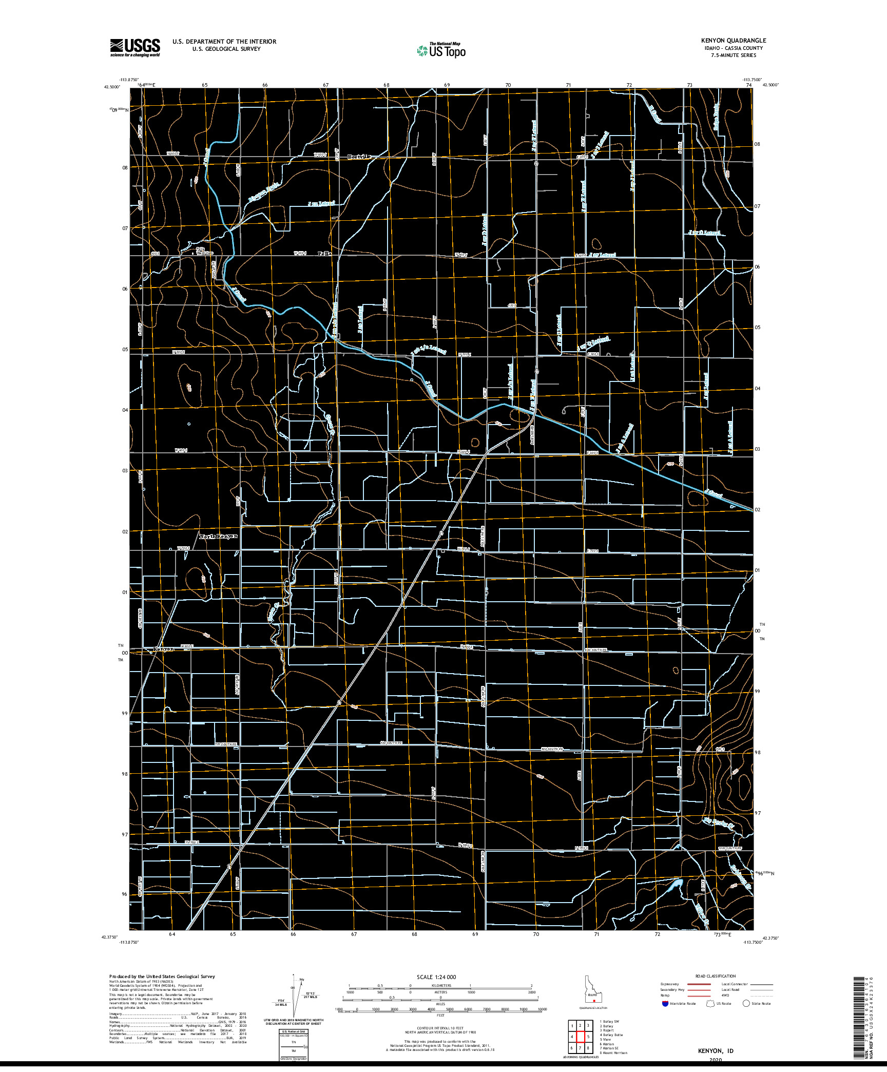 USGS US TOPO 7.5-MINUTE MAP FOR KENYON, ID 2020