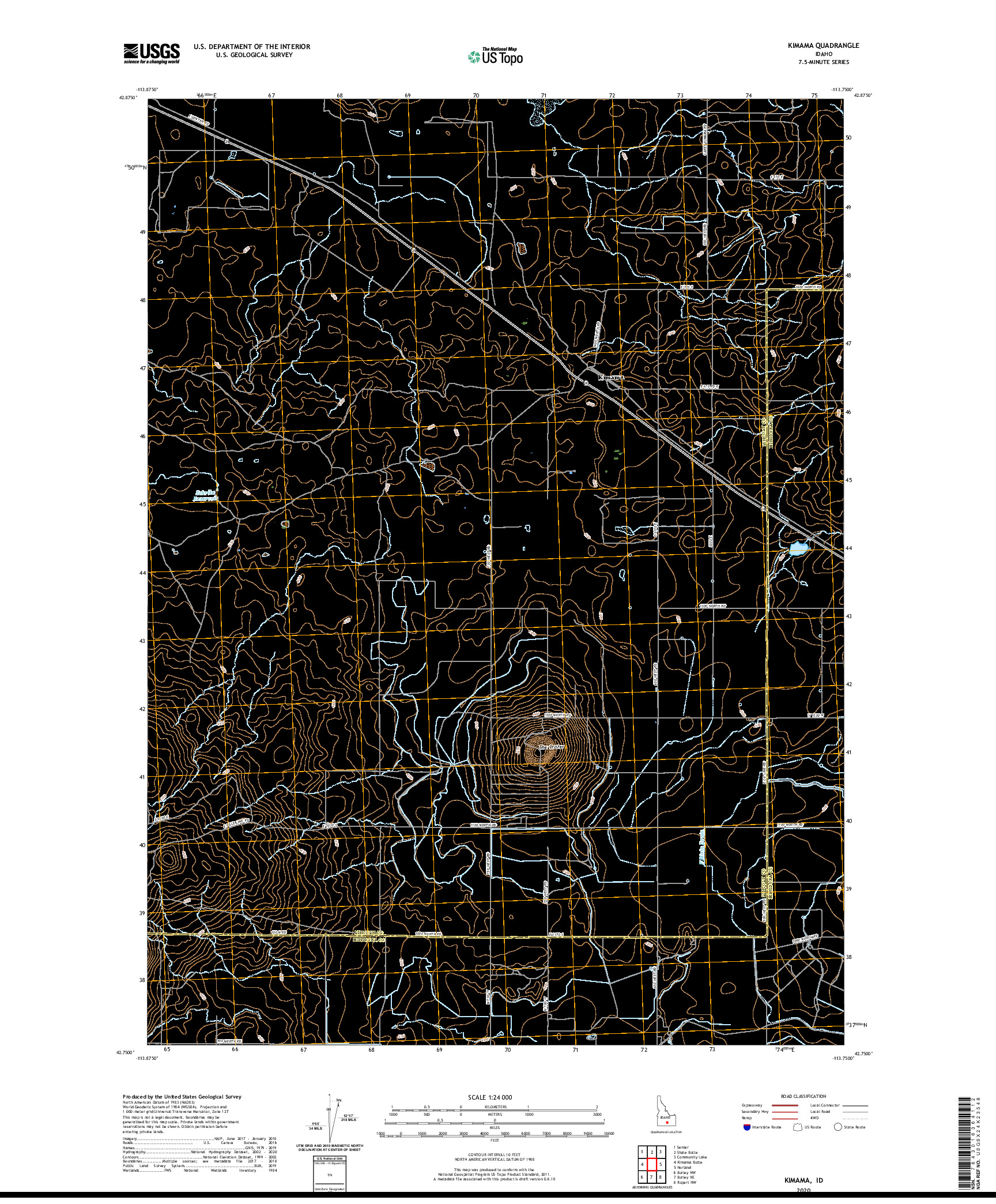 USGS US TOPO 7.5-MINUTE MAP FOR KIMAMA, ID 2020