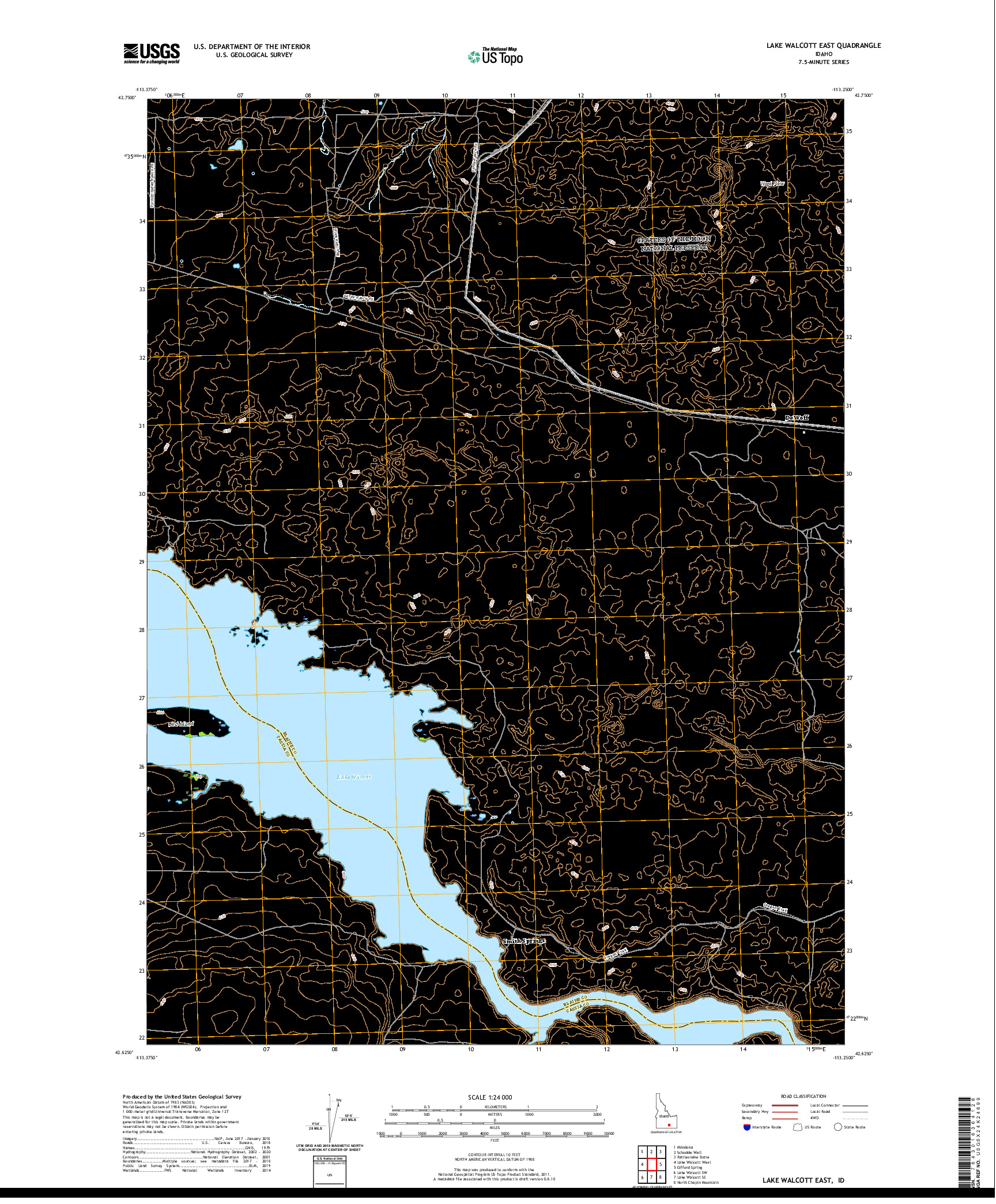 USGS US TOPO 7.5-MINUTE MAP FOR LAKE WALCOTT EAST, ID 2020