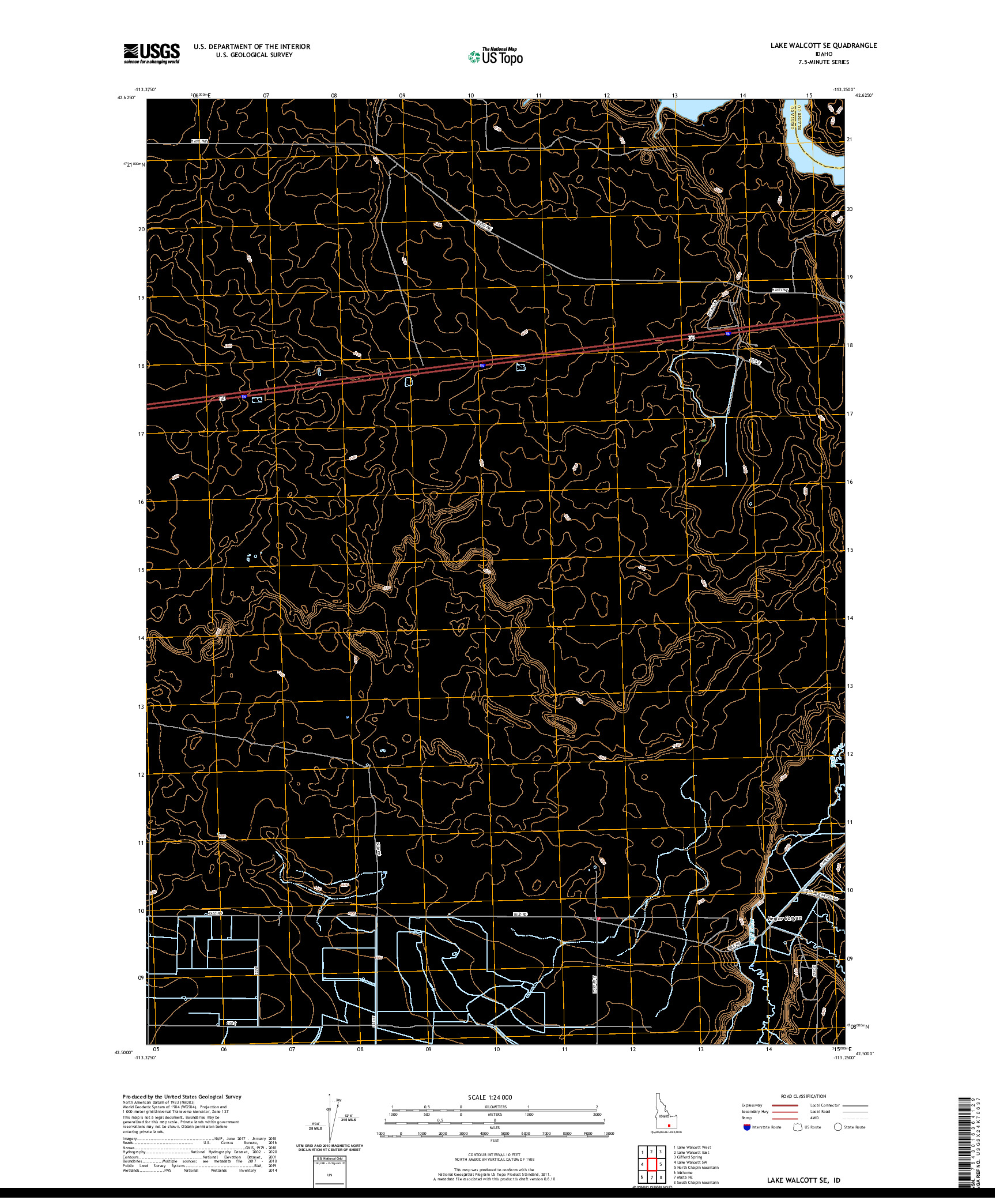 USGS US TOPO 7.5-MINUTE MAP FOR LAKE WALCOTT SE, ID 2020