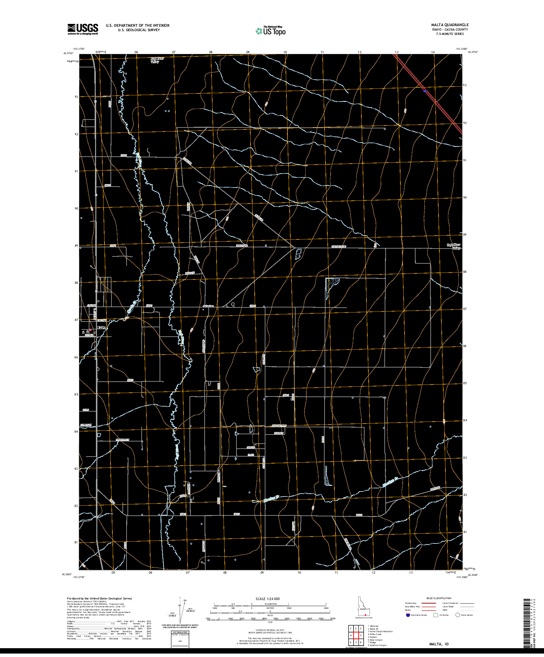 USGS US TOPO 7.5-MINUTE MAP FOR MALTA, ID 2020