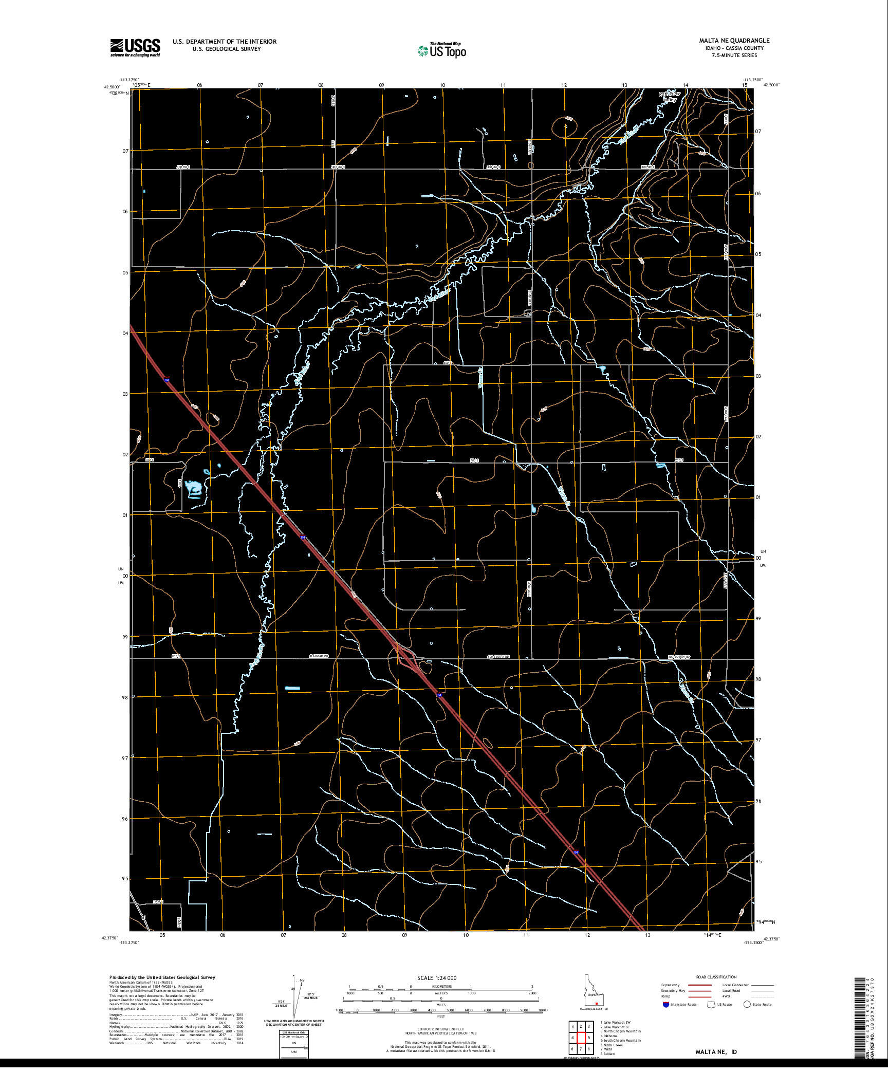 USGS US TOPO 7.5-MINUTE MAP FOR MALTA NE, ID 2020