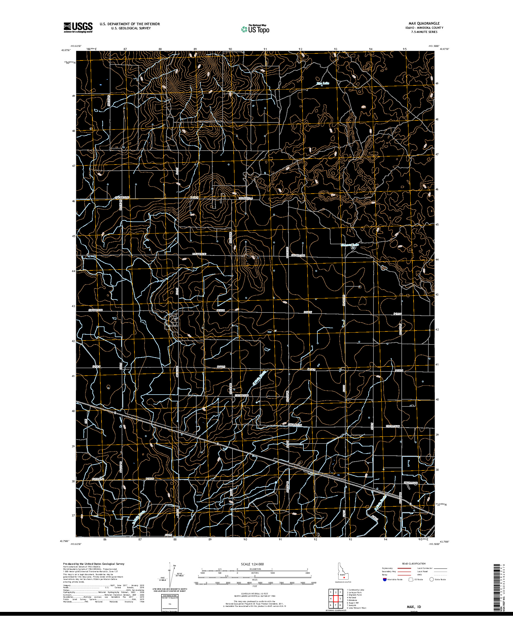 USGS US TOPO 7.5-MINUTE MAP FOR MAX, ID 2020