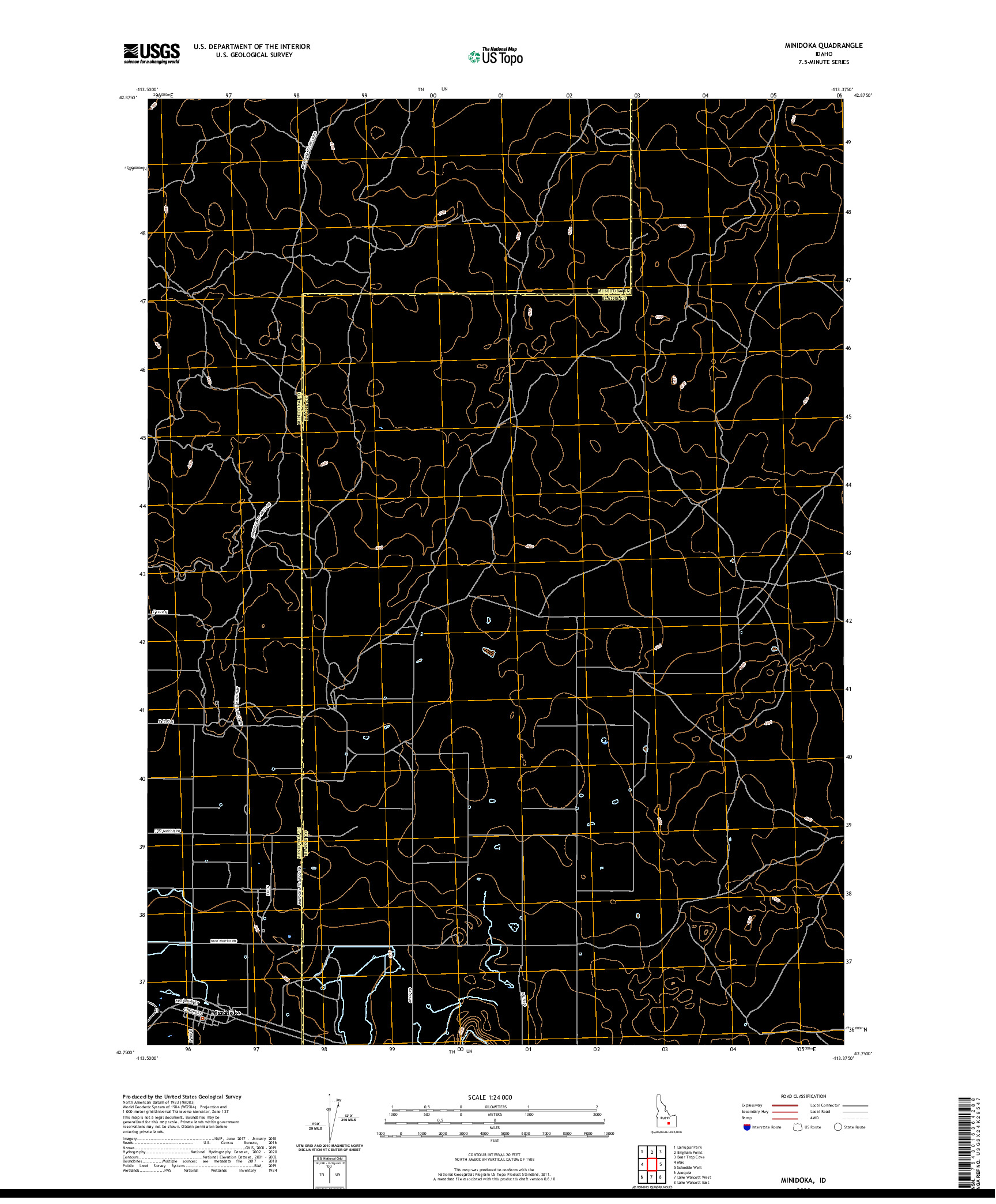 USGS US TOPO 7.5-MINUTE MAP FOR MINIDOKA, ID 2020