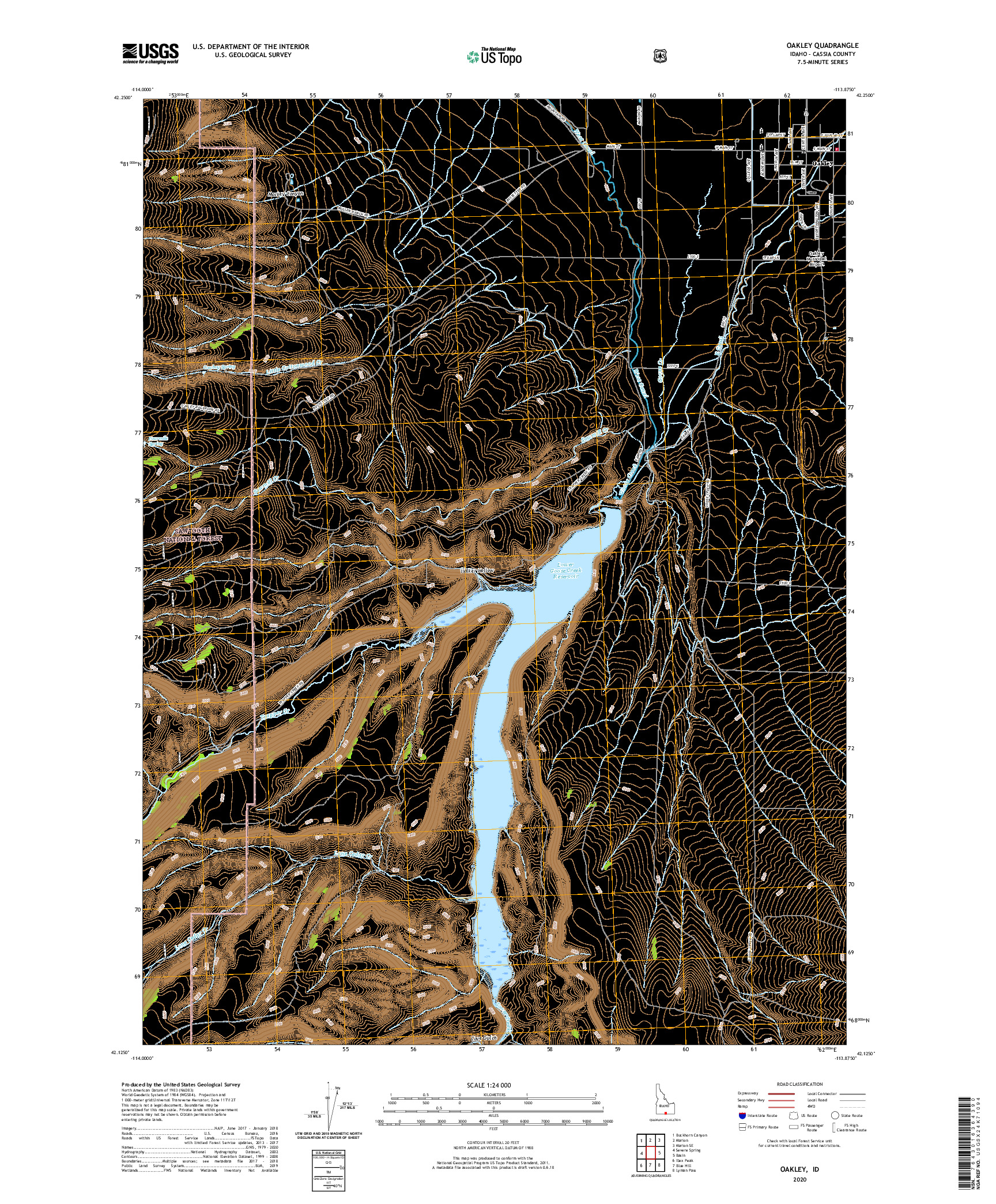 USGS US TOPO 7.5-MINUTE MAP FOR OAKLEY, ID 2020