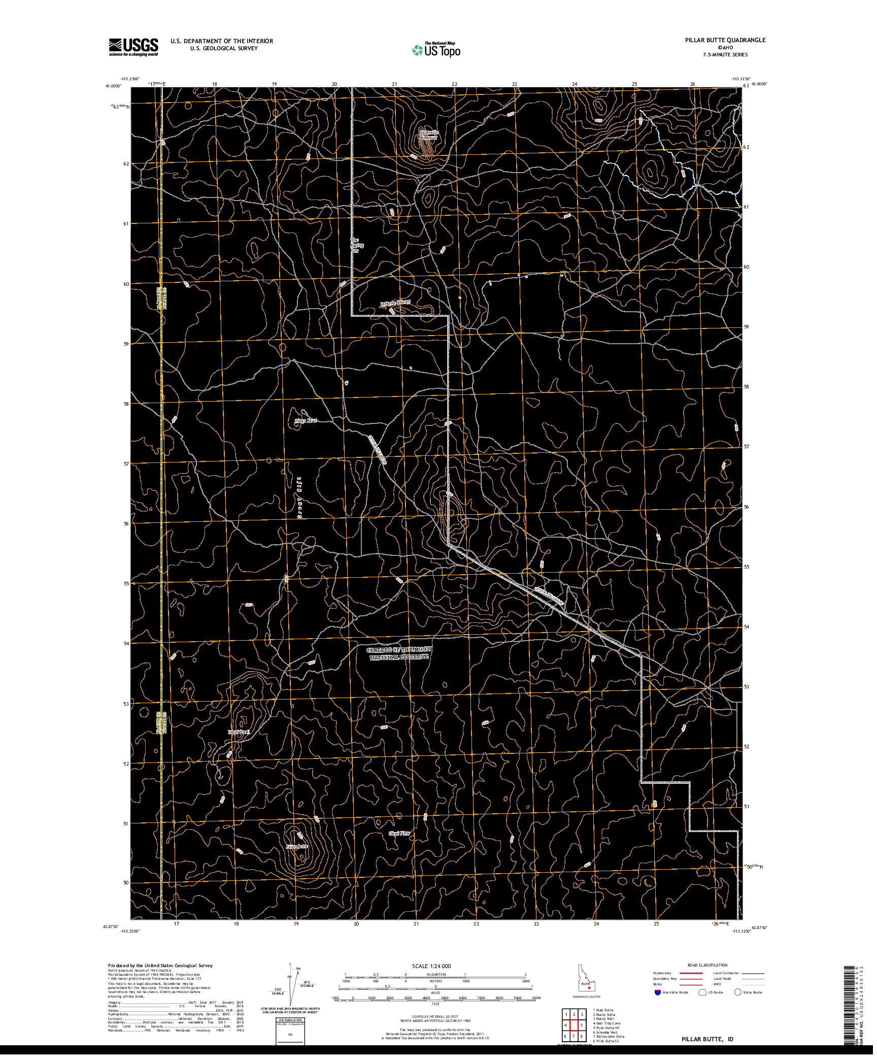 USGS US TOPO 7.5-MINUTE MAP FOR PILLAR BUTTE, ID 2020