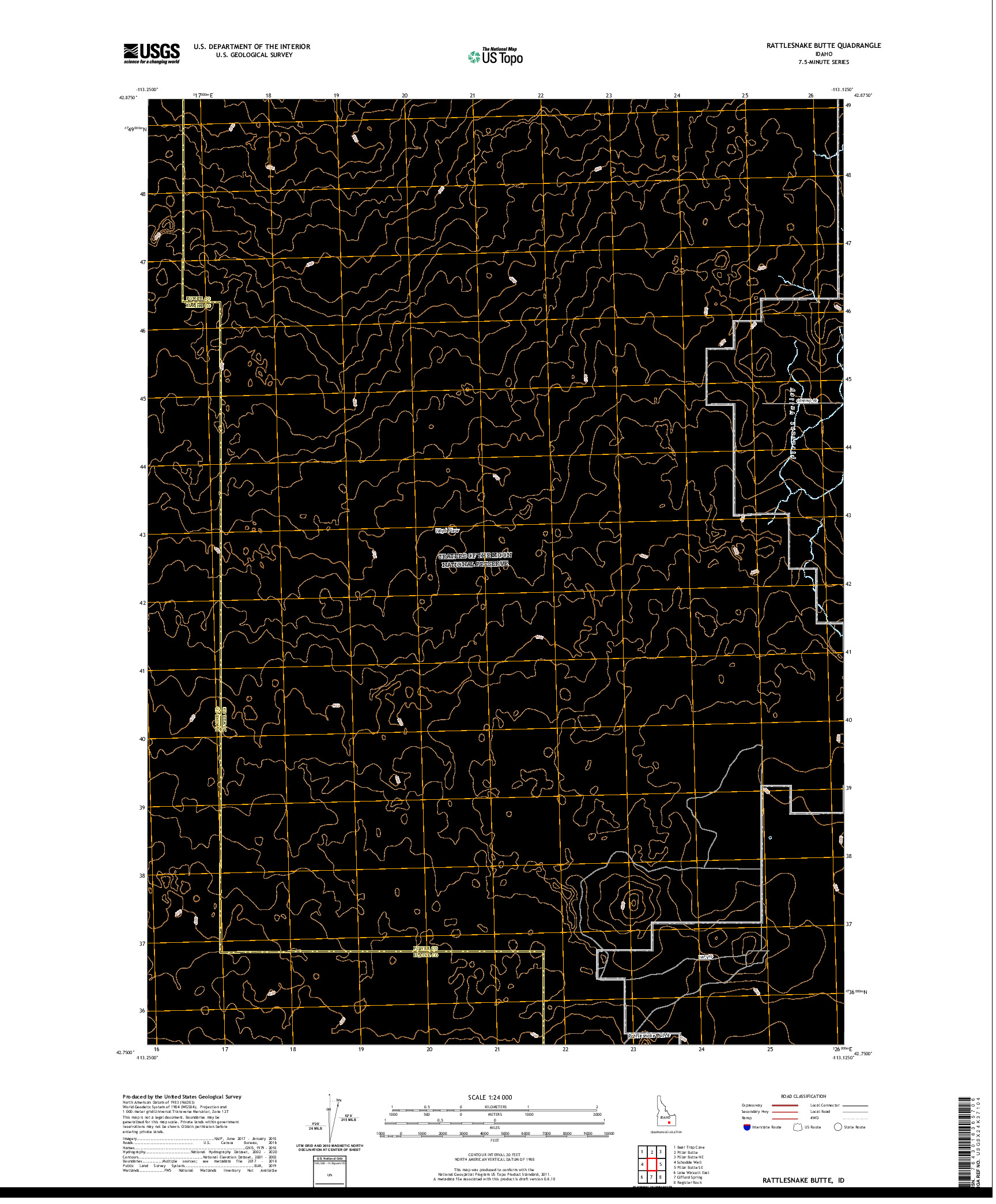 USGS US TOPO 7.5-MINUTE MAP FOR RATTLESNAKE BUTTE, ID 2020