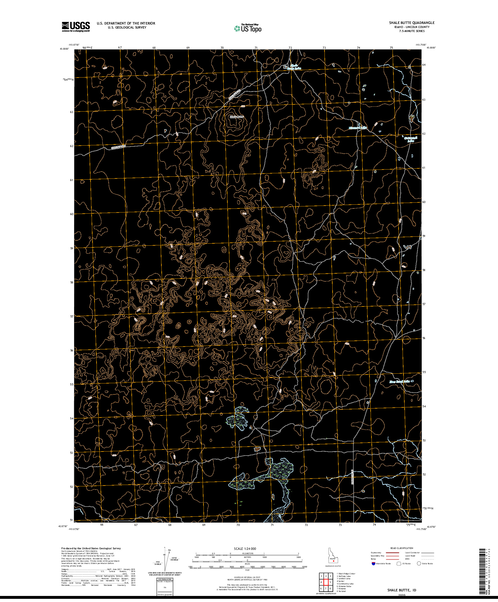 USGS US TOPO 7.5-MINUTE MAP FOR SHALE BUTTE, ID 2020