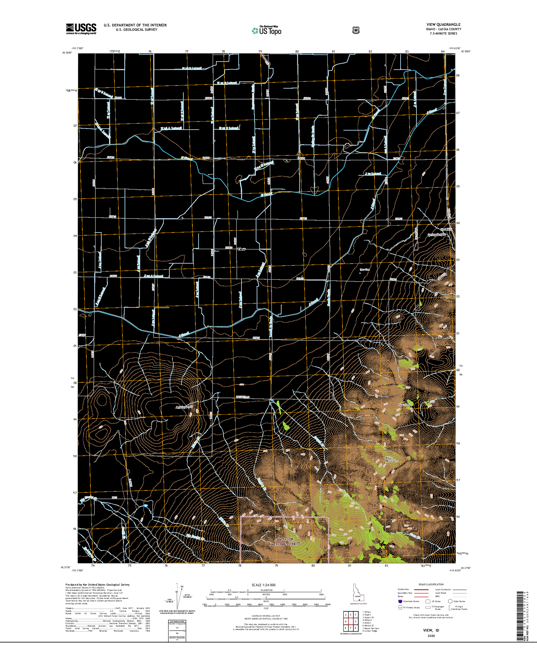 USGS US TOPO 7.5-MINUTE MAP FOR VIEW, ID 2020