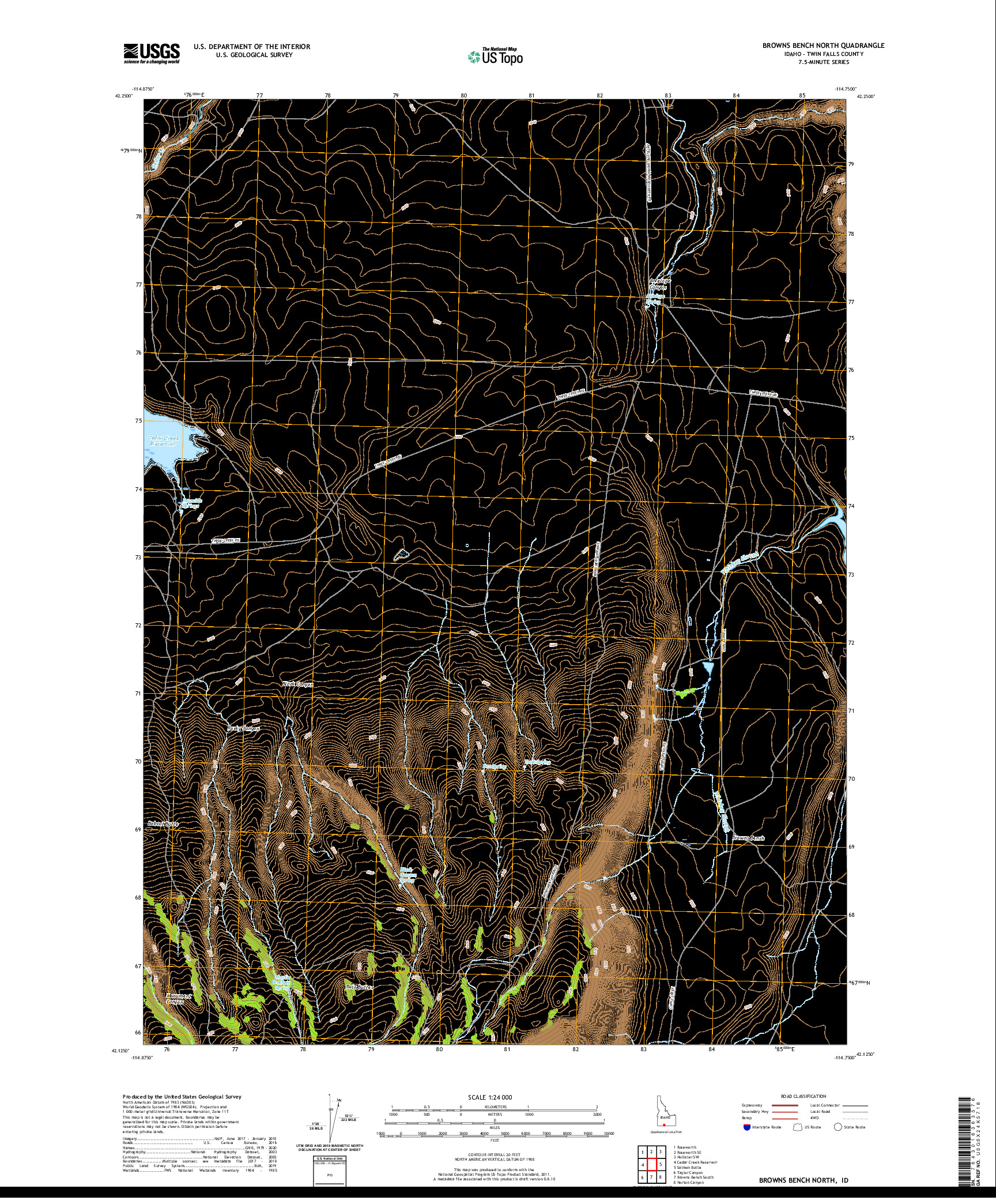 USGS US TOPO 7.5-MINUTE MAP FOR BROWNS BENCH NORTH, ID 2020