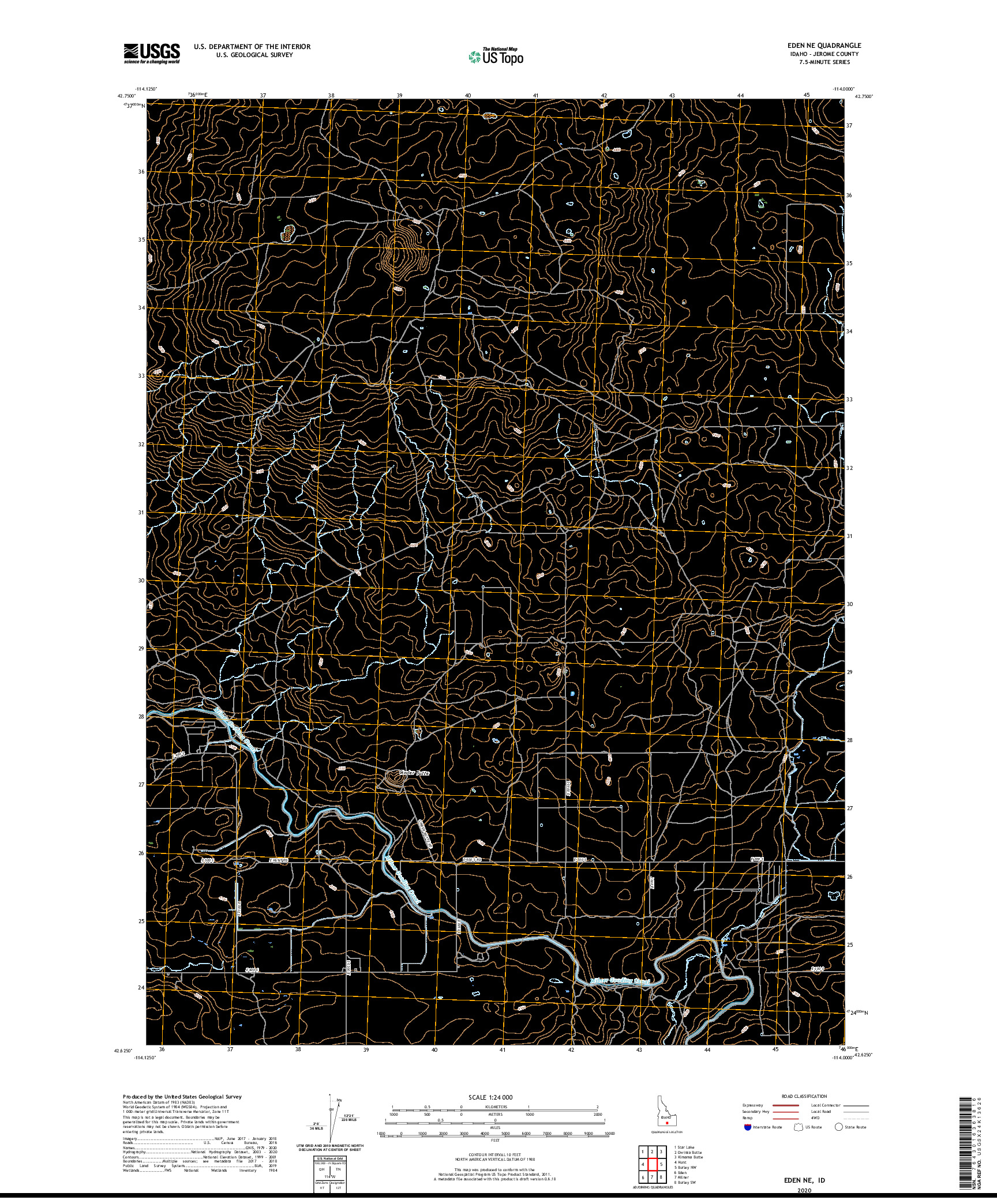 USGS US TOPO 7.5-MINUTE MAP FOR EDEN NE, ID 2020