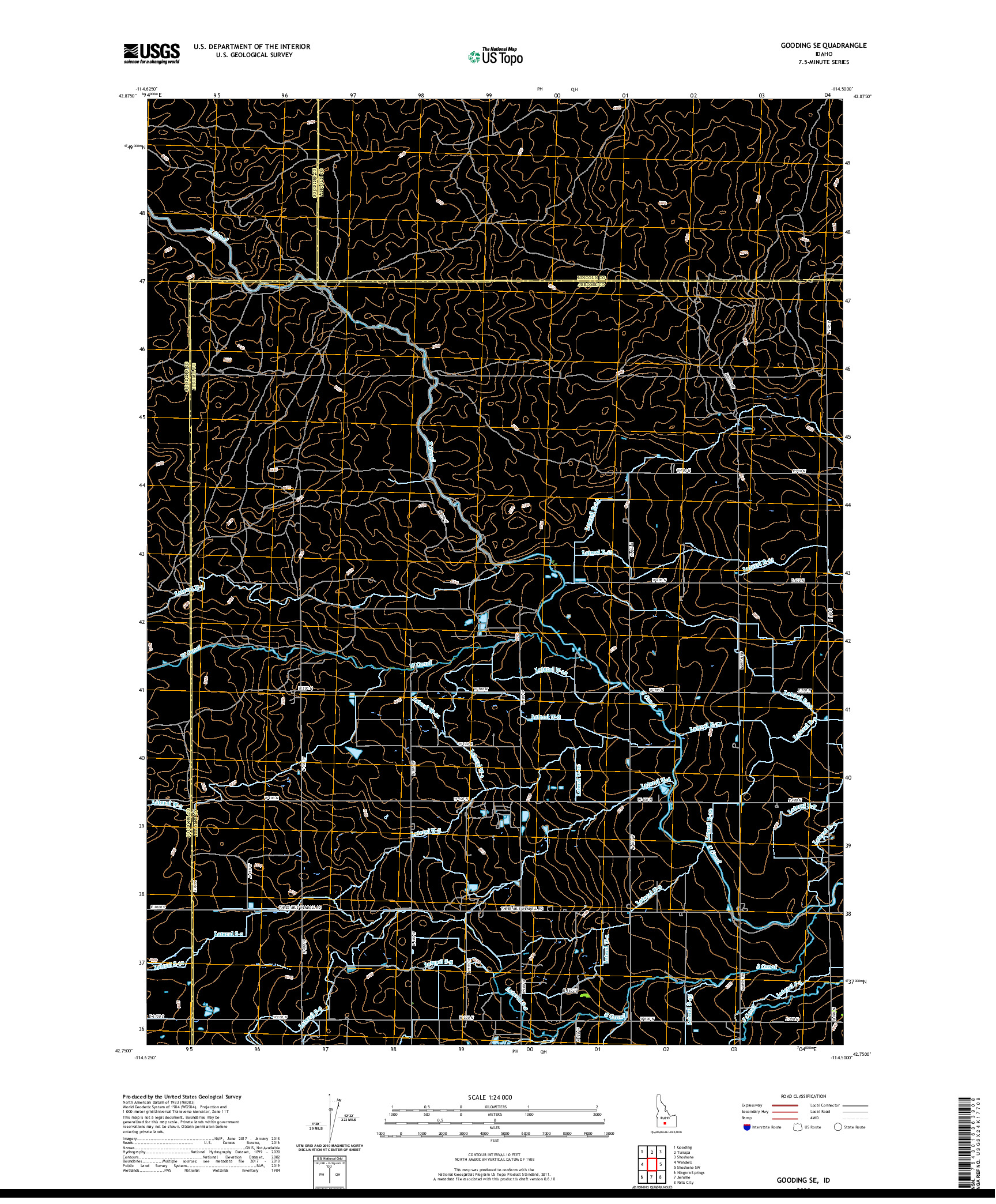 USGS US TOPO 7.5-MINUTE MAP FOR GOODING SE, ID 2020