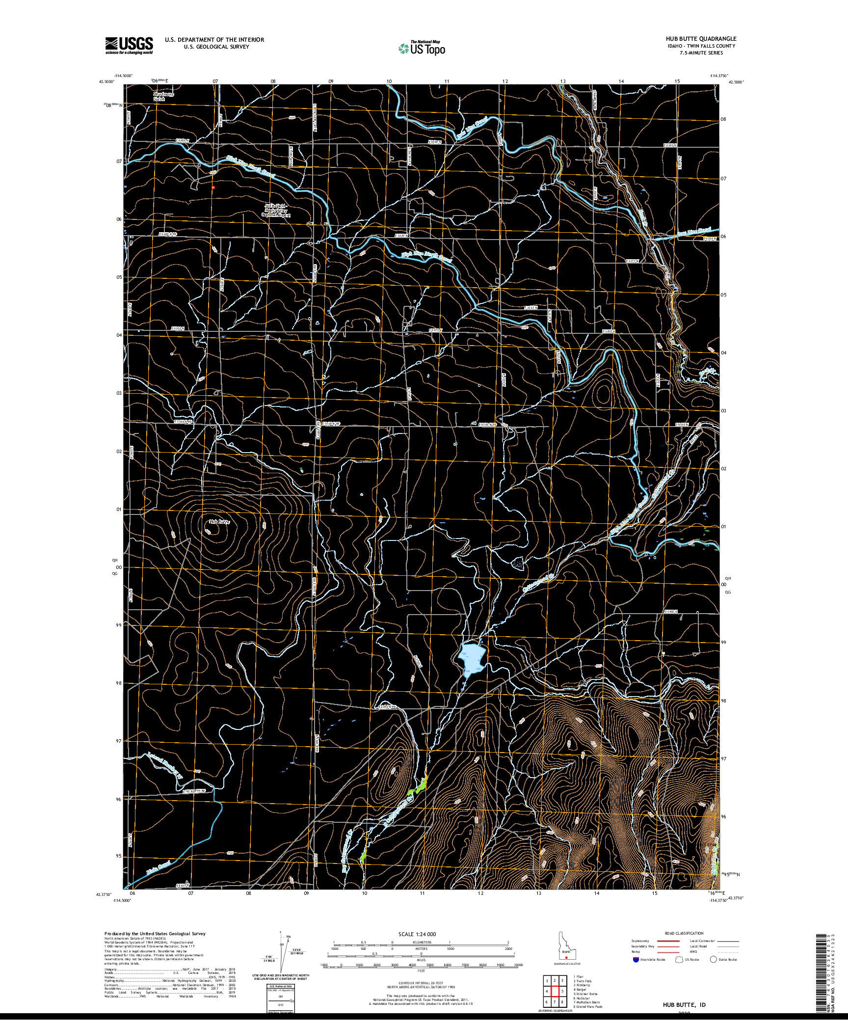 USGS US TOPO 7.5-MINUTE MAP FOR HUB BUTTE, ID 2020