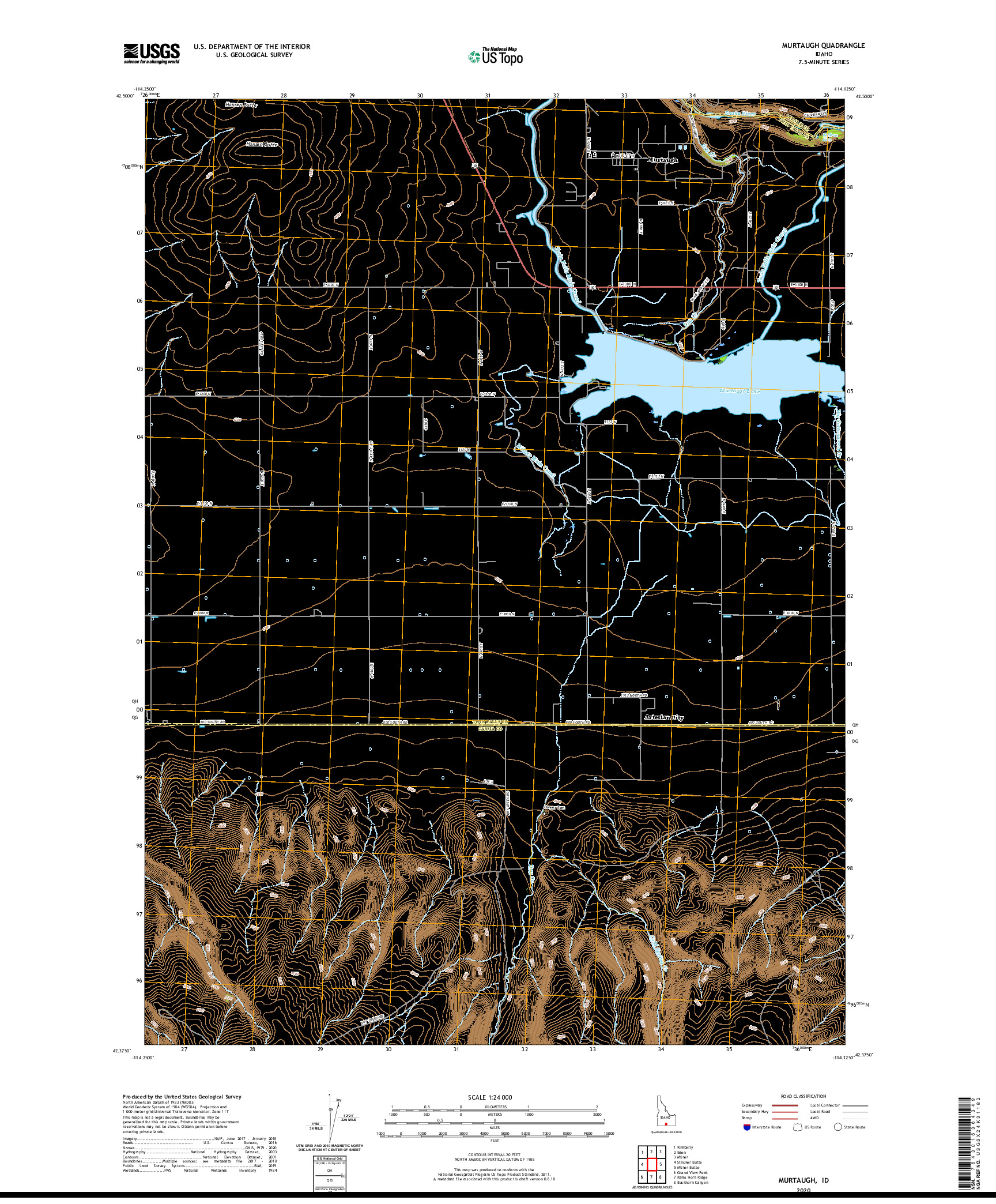 USGS US TOPO 7.5-MINUTE MAP FOR MURTAUGH, ID 2020