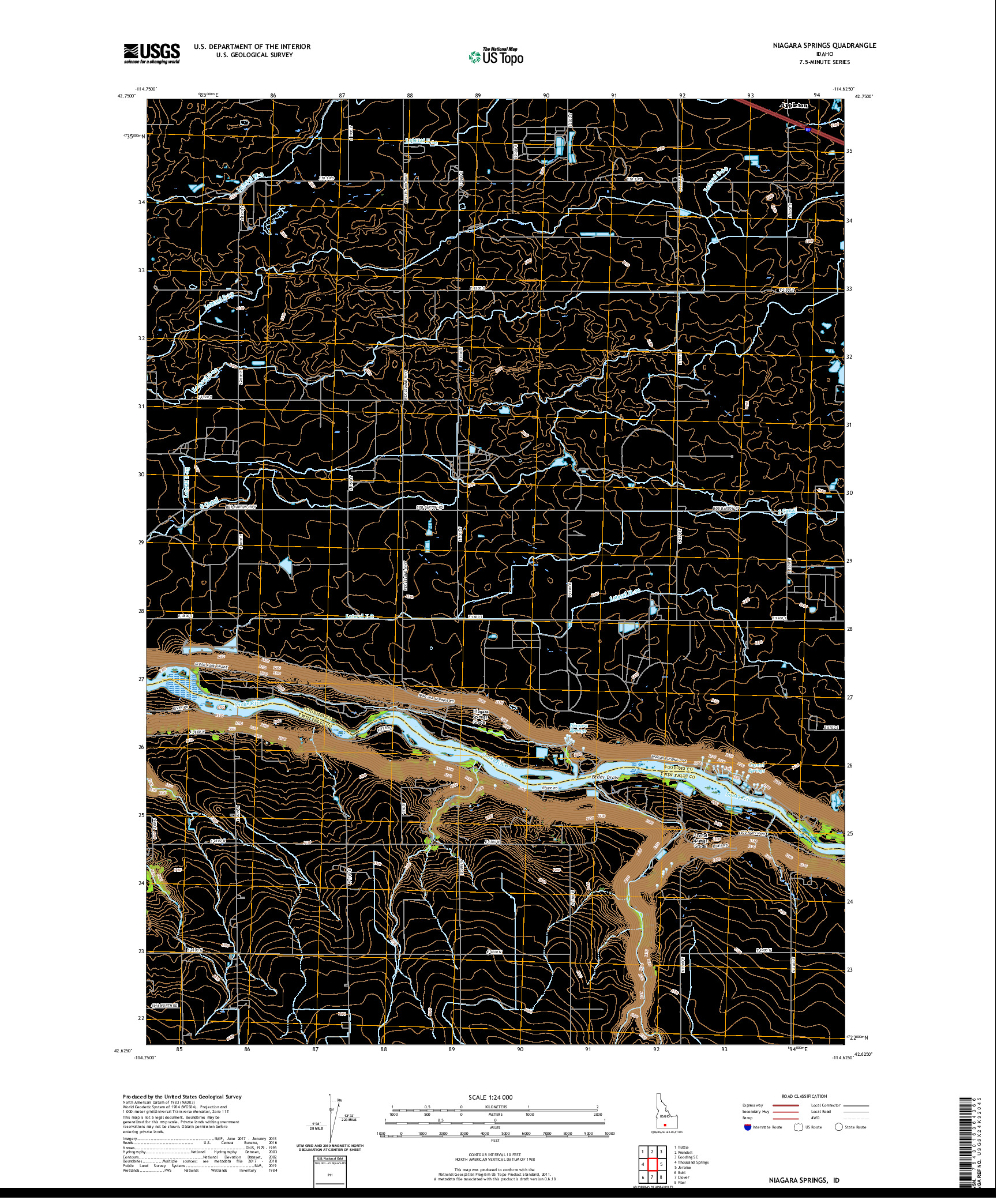 USGS US TOPO 7.5-MINUTE MAP FOR NIAGARA SPRINGS, ID 2020
