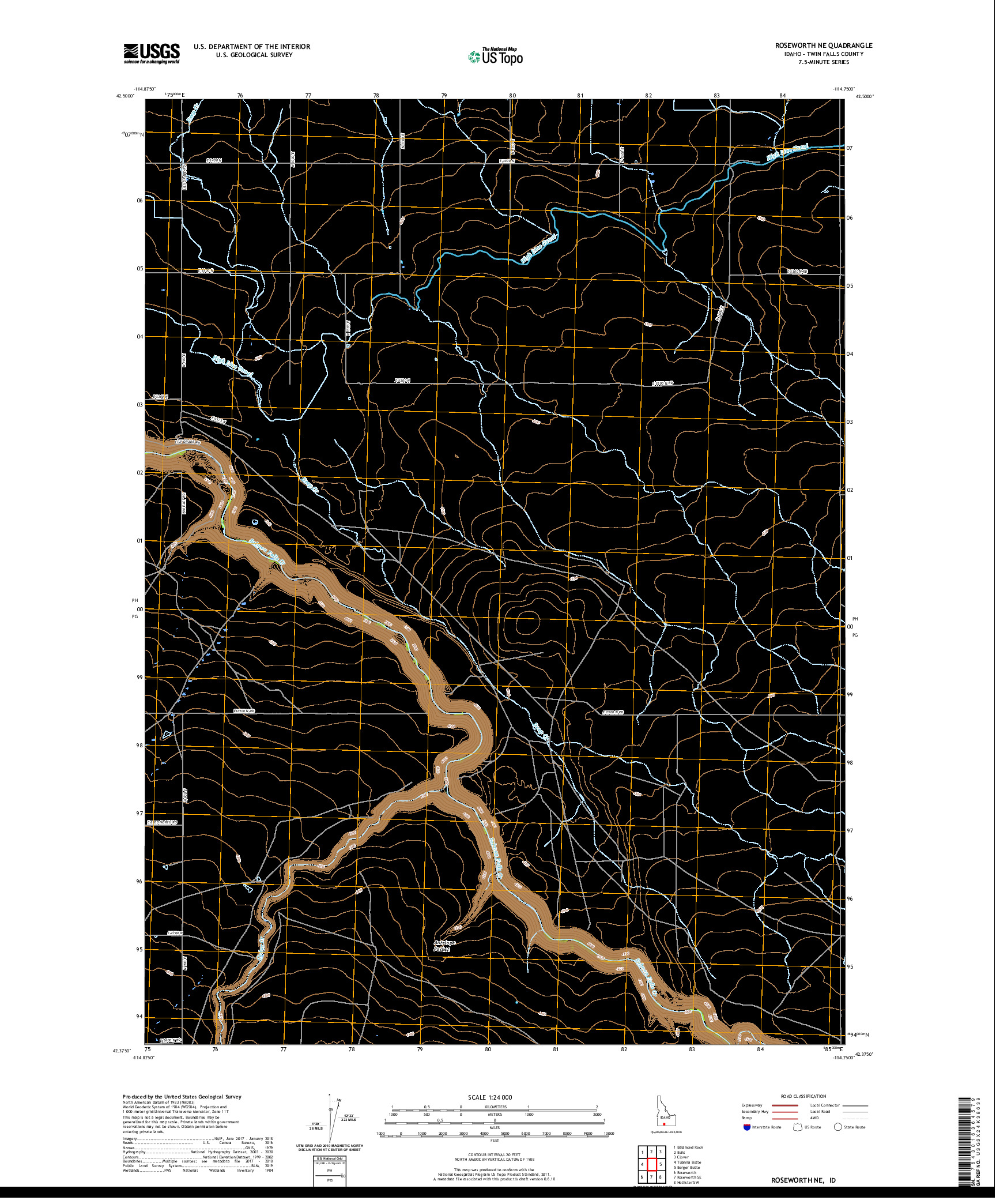 USGS US TOPO 7.5-MINUTE MAP FOR ROSEWORTH NE, ID 2020