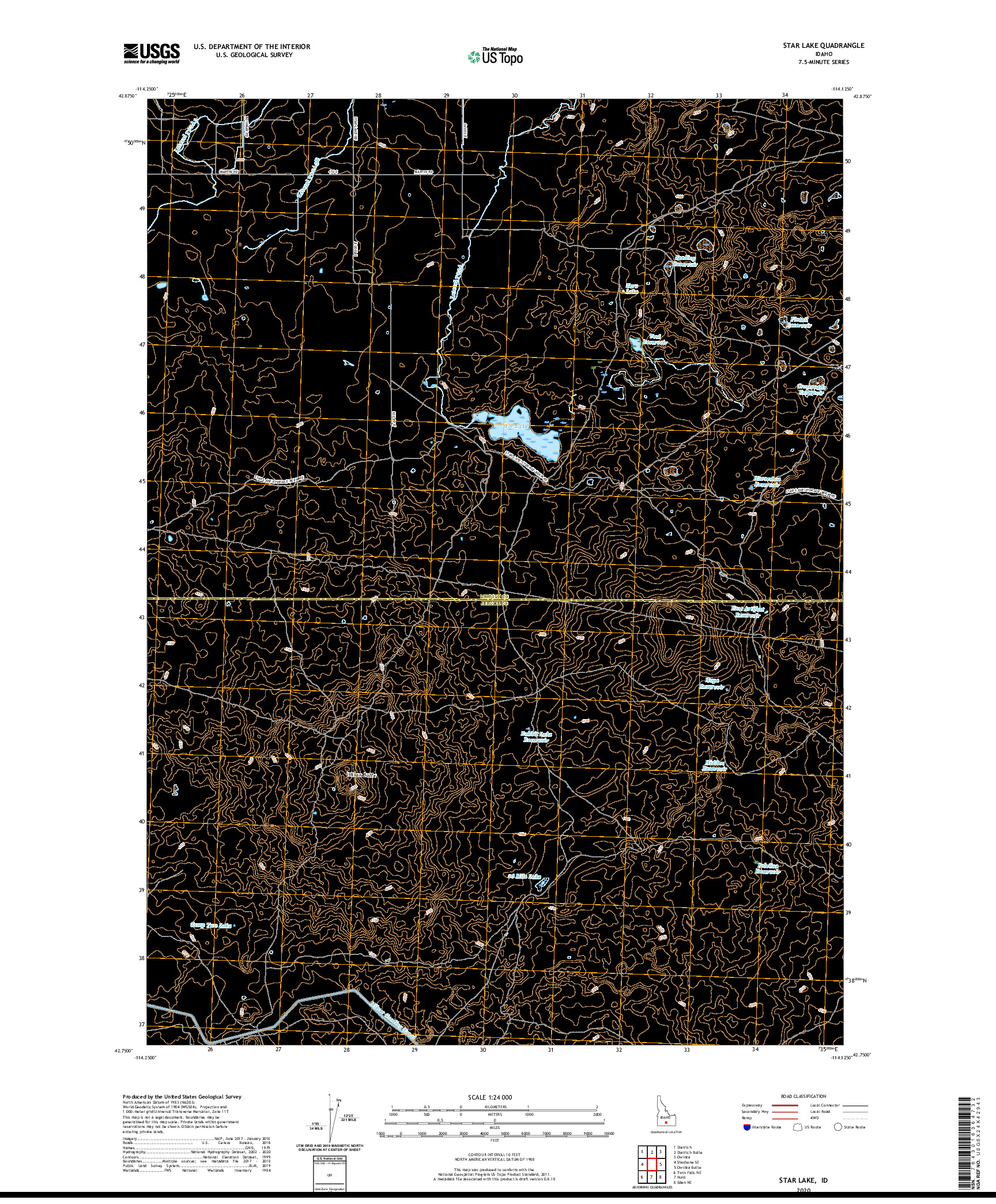 USGS US TOPO 7.5-MINUTE MAP FOR STAR LAKE, ID 2020