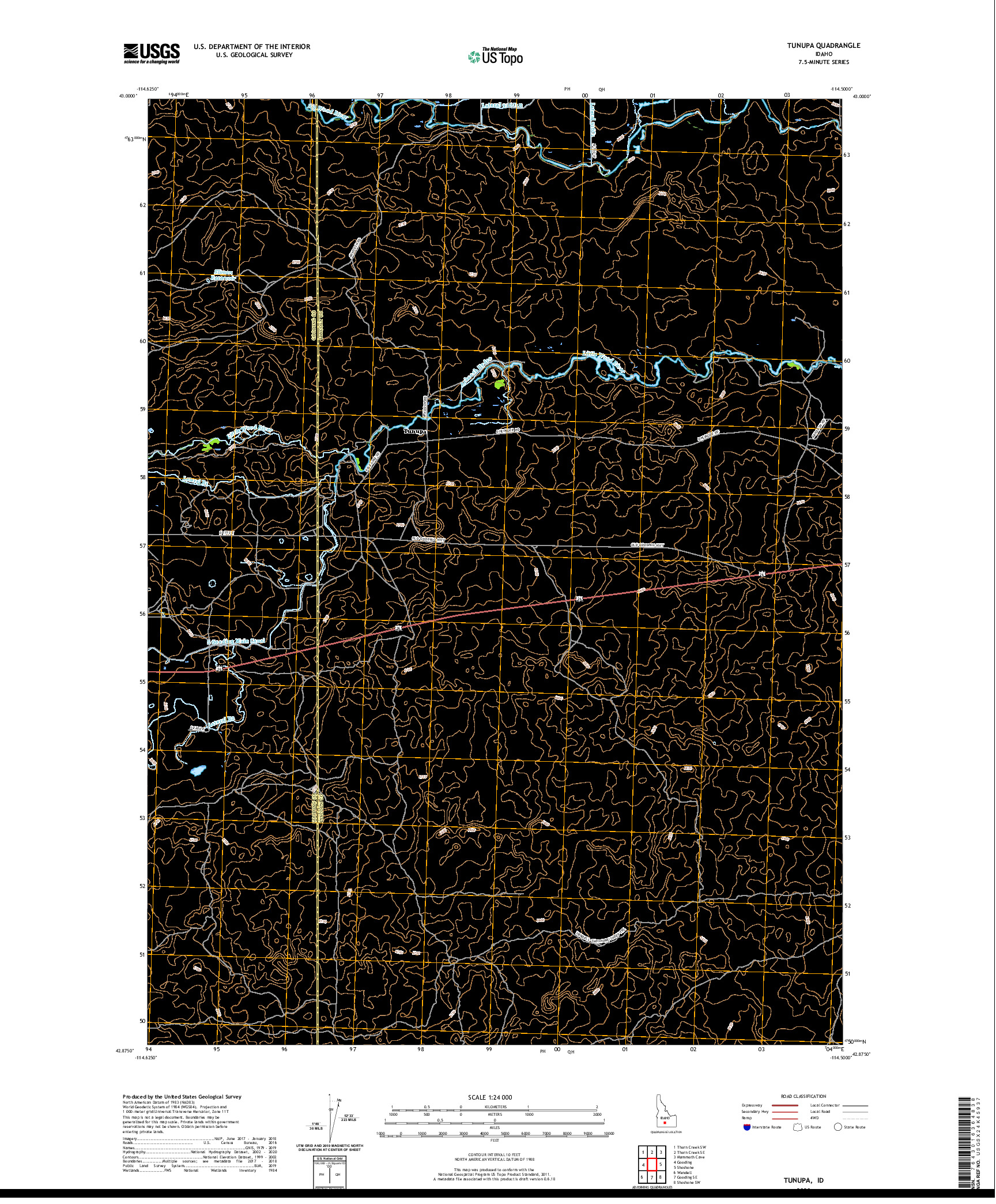 USGS US TOPO 7.5-MINUTE MAP FOR TUNUPA, ID 2020