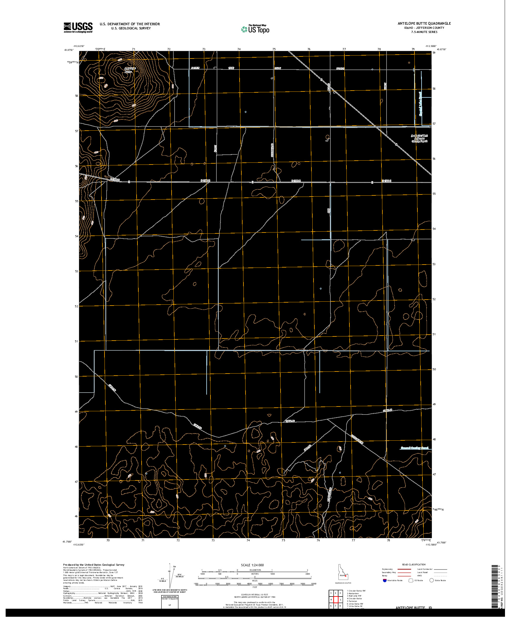 USGS US TOPO 7.5-MINUTE MAP FOR ANTELOPE BUTTE, ID 2020