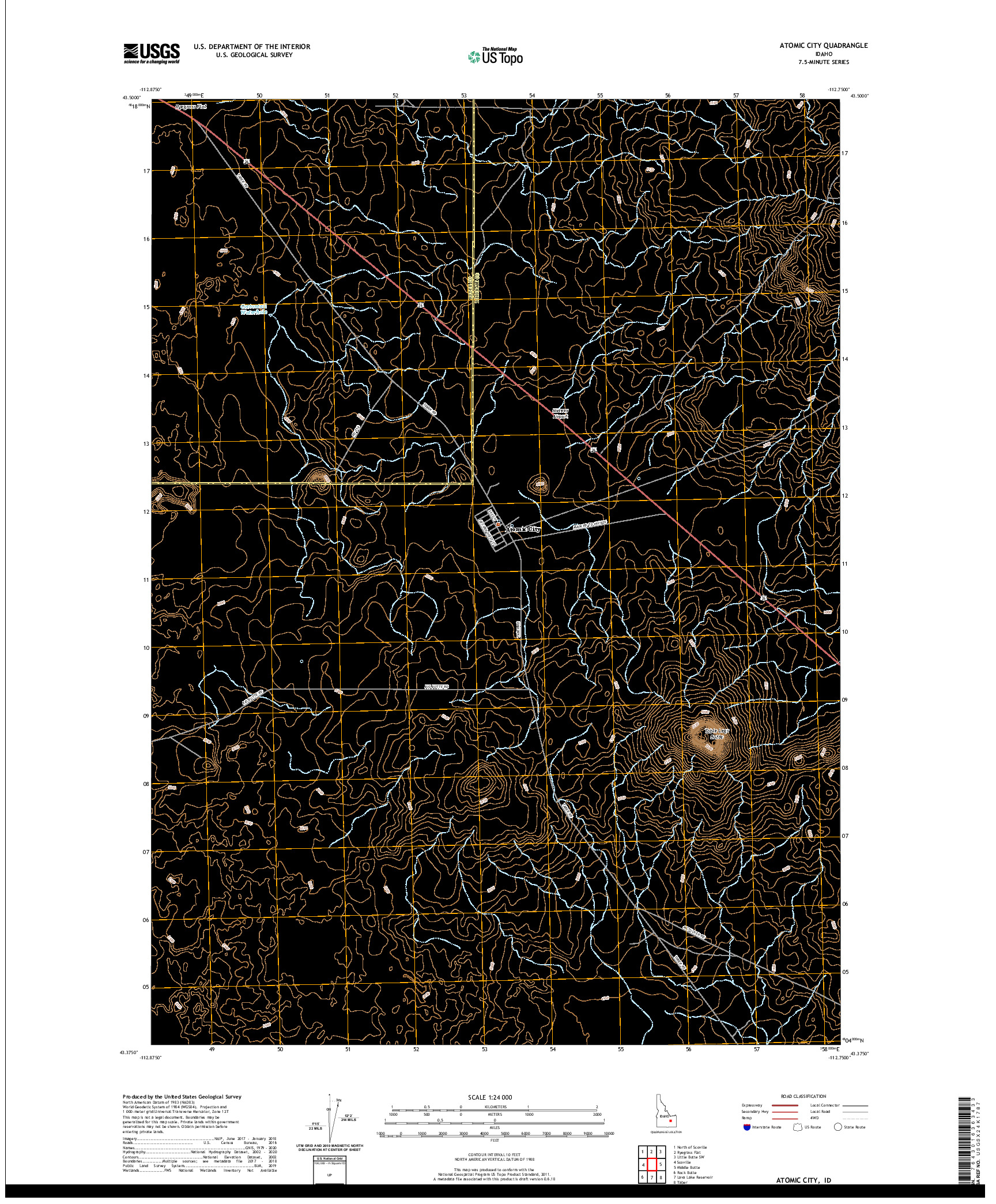 USGS US TOPO 7.5-MINUTE MAP FOR ATOMIC CITY, ID 2020