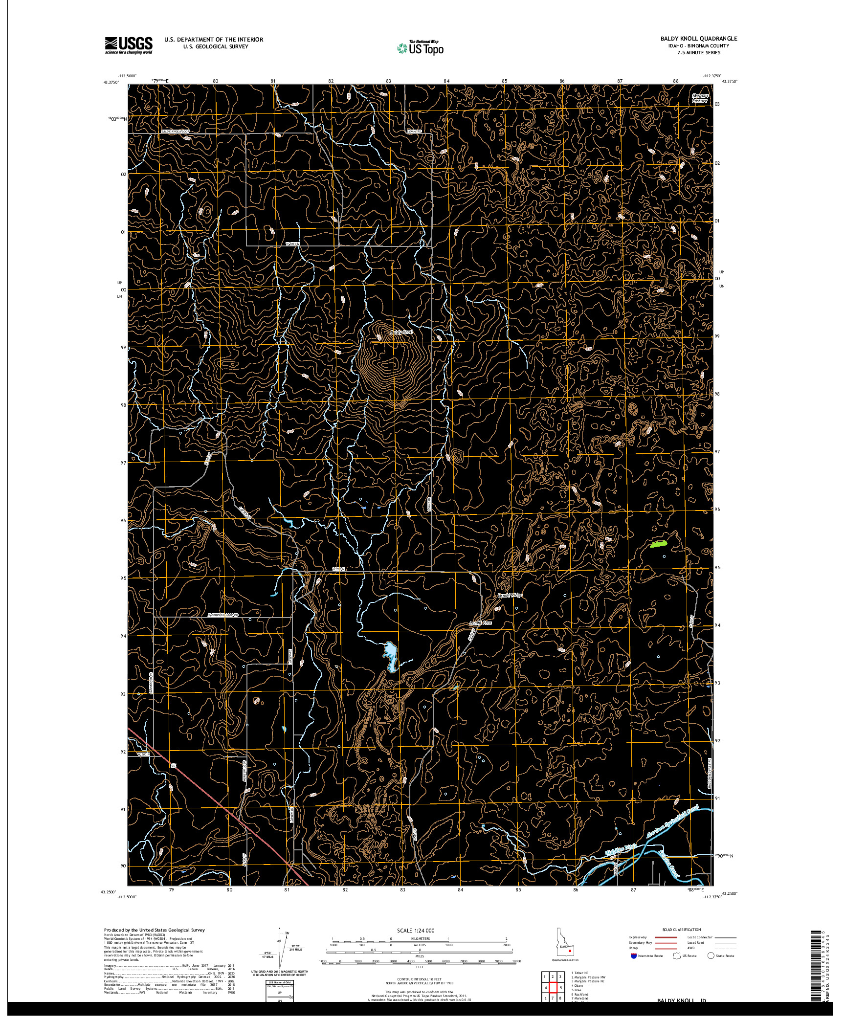 USGS US TOPO 7.5-MINUTE MAP FOR BALDY KNOLL, ID 2020