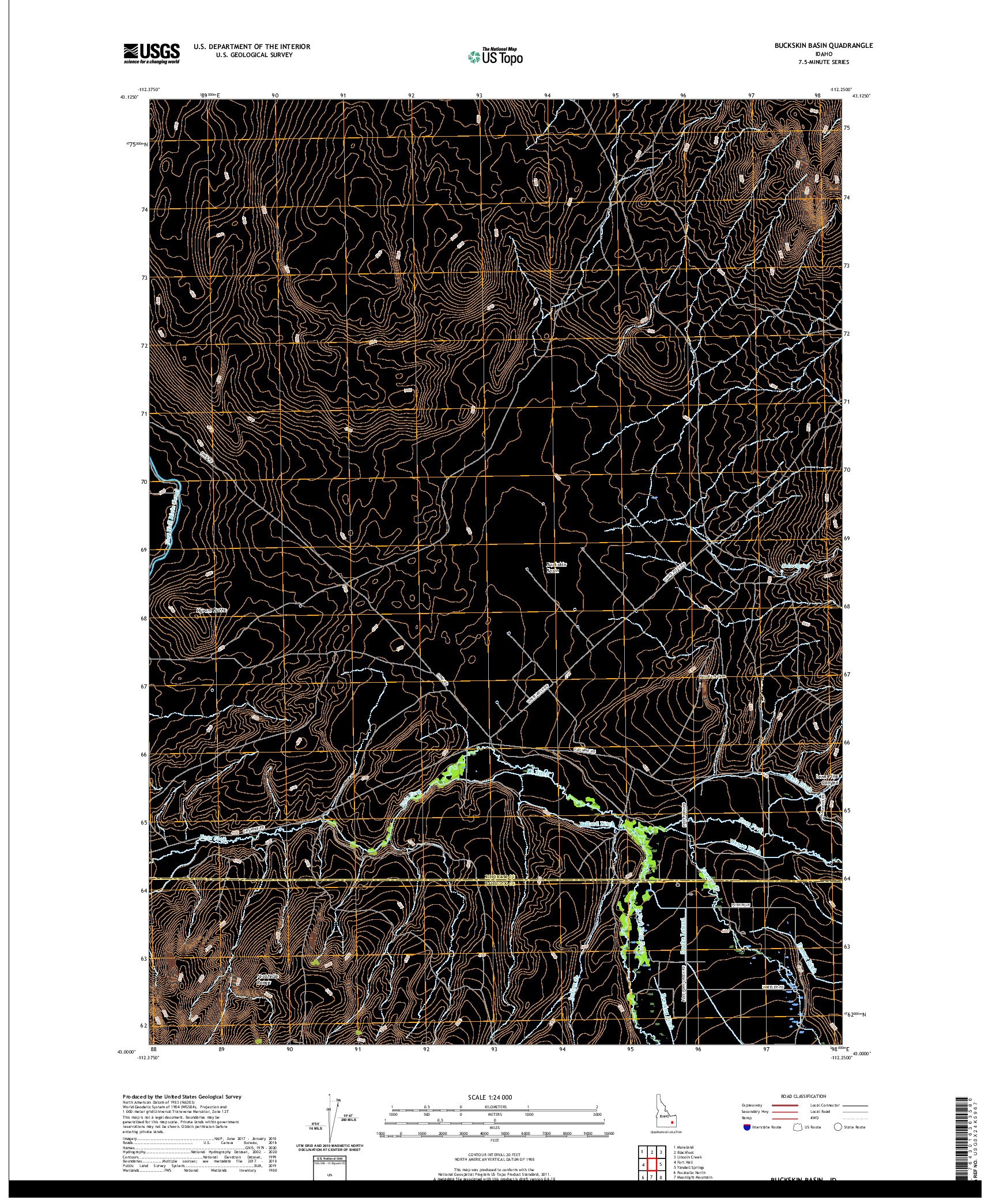 USGS US TOPO 7.5-MINUTE MAP FOR BUCKSKIN BASIN, ID 2020