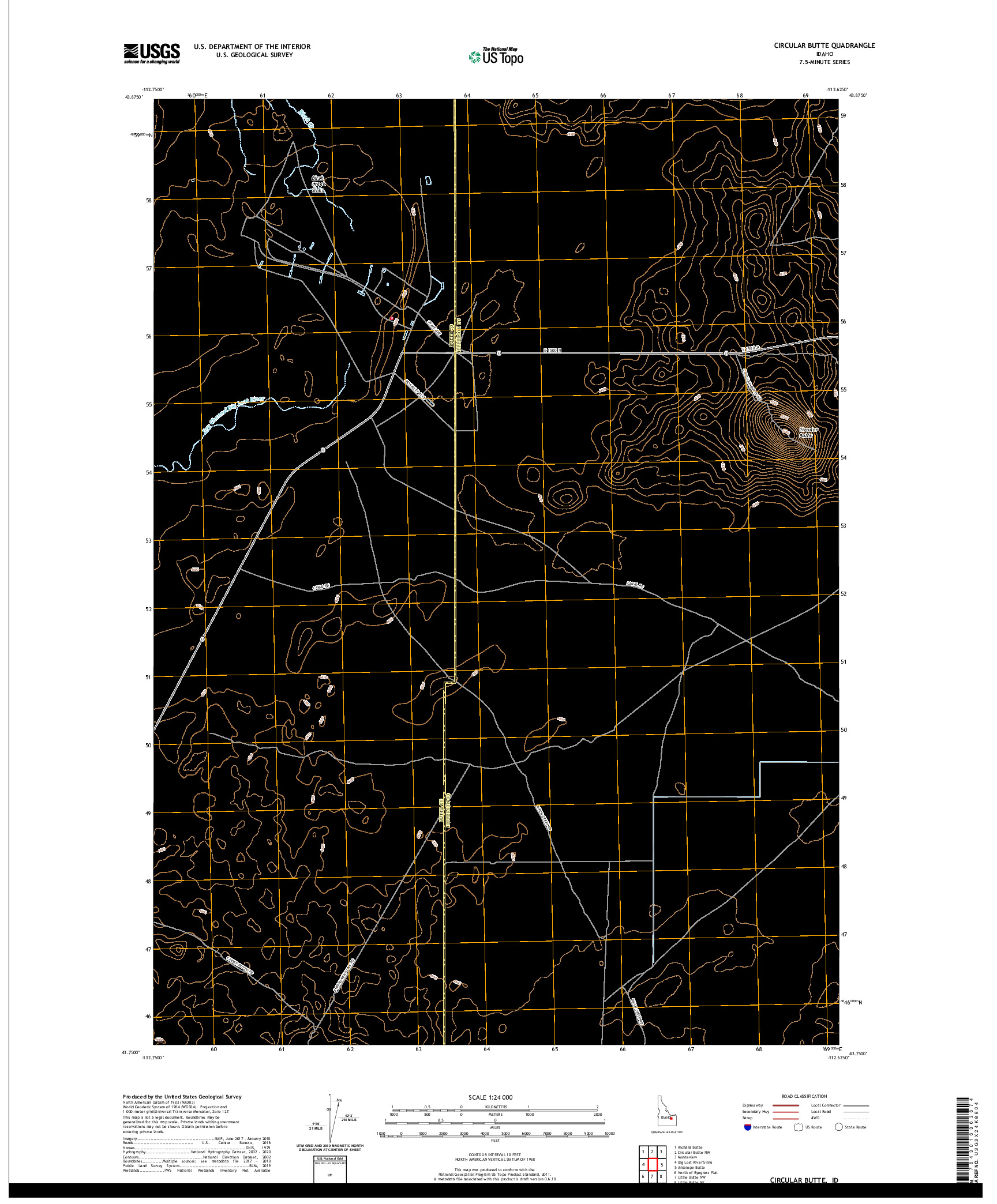 USGS US TOPO 7.5-MINUTE MAP FOR CIRCULAR BUTTE, ID 2020