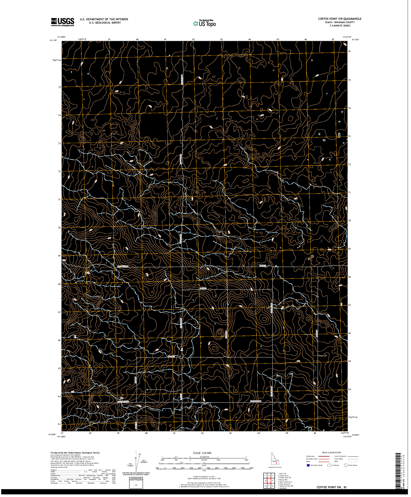 USGS US TOPO 7.5-MINUTE MAP FOR COFFEE POINT SW, ID 2020