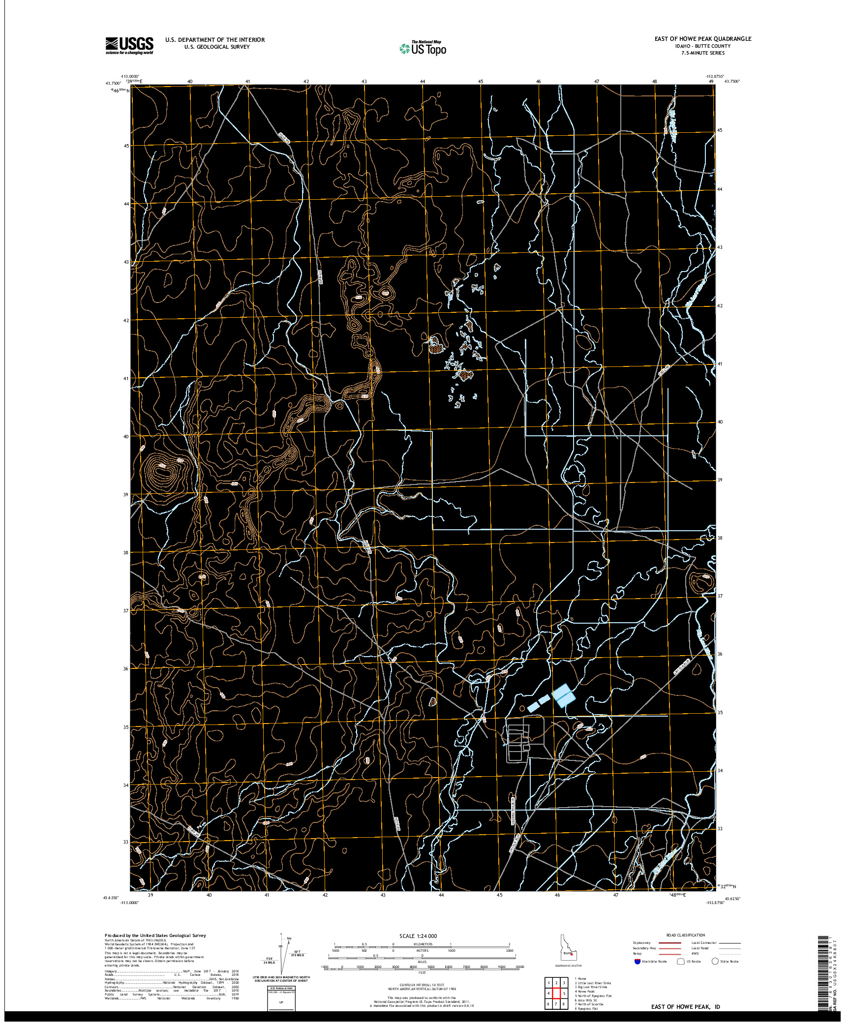 USGS US TOPO 7.5-MINUTE MAP FOR EAST OF HOWE PEAK, ID 2020