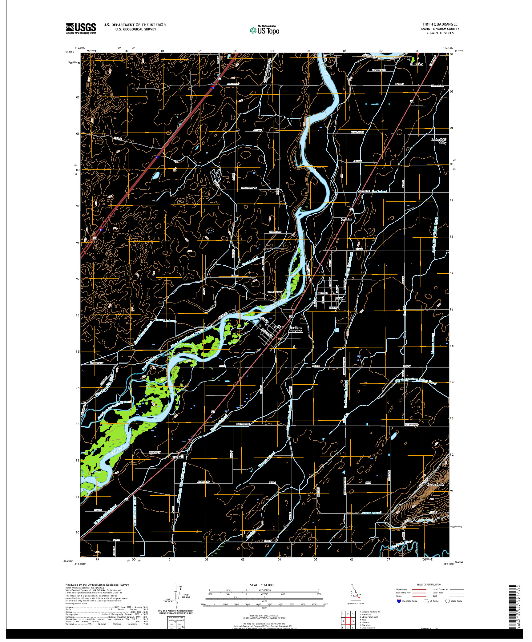 USGS US TOPO 7.5-MINUTE MAP FOR FIRTH, ID 2020