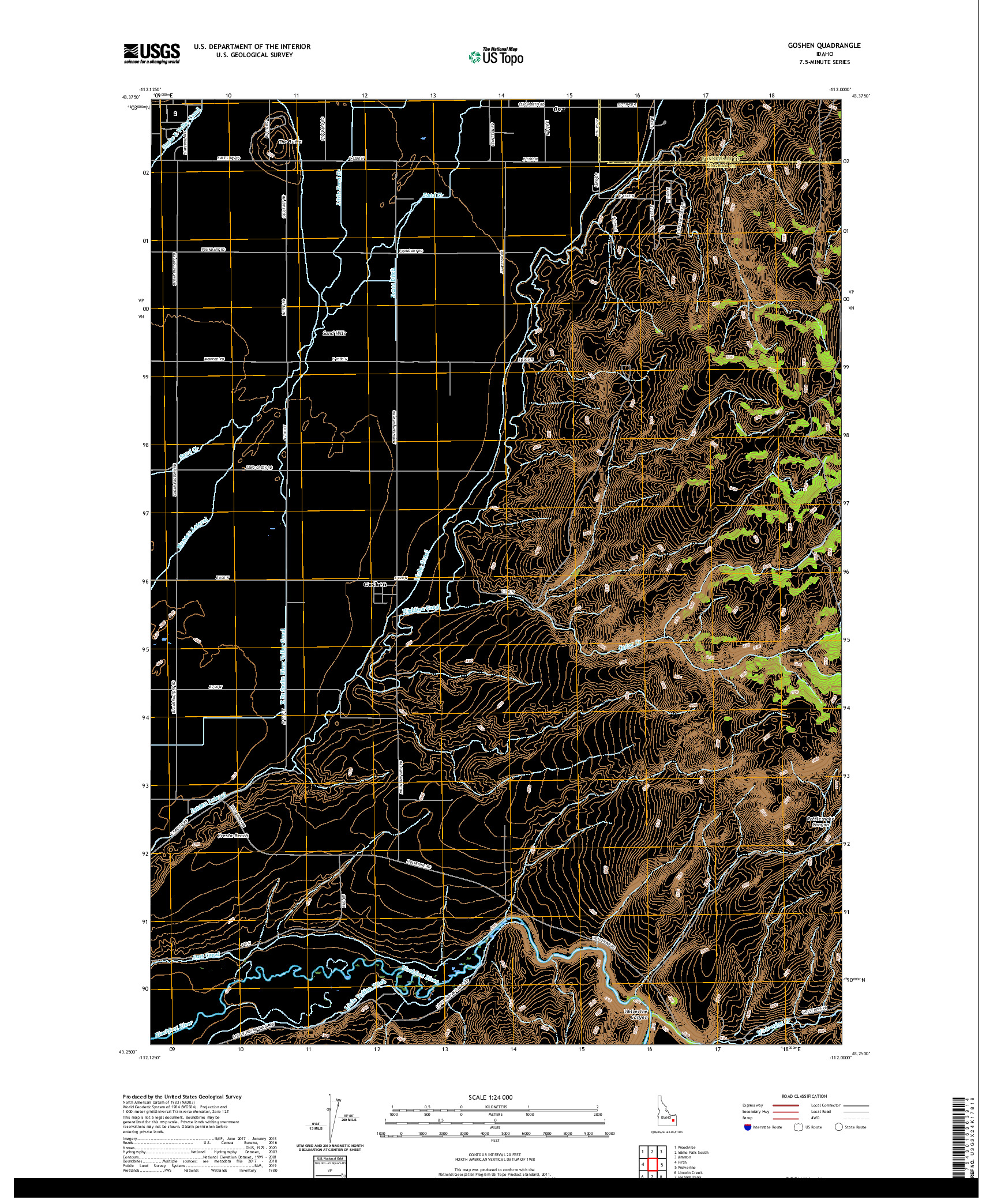 USGS US TOPO 7.5-MINUTE MAP FOR GOSHEN, ID 2020