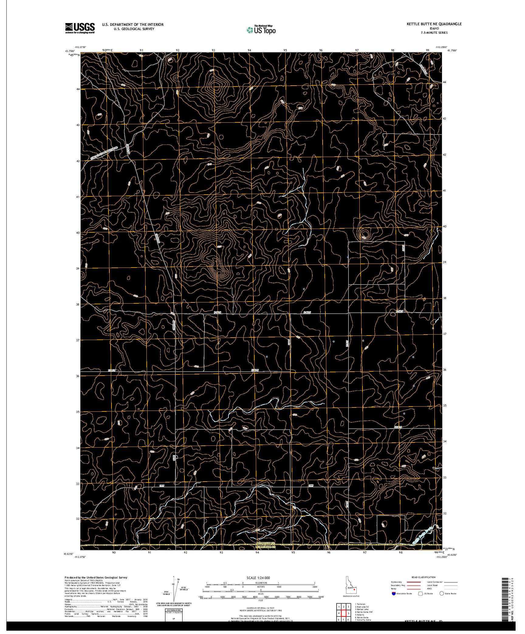 USGS US TOPO 7.5-MINUTE MAP FOR KETTLE BUTTE NE, ID 2020