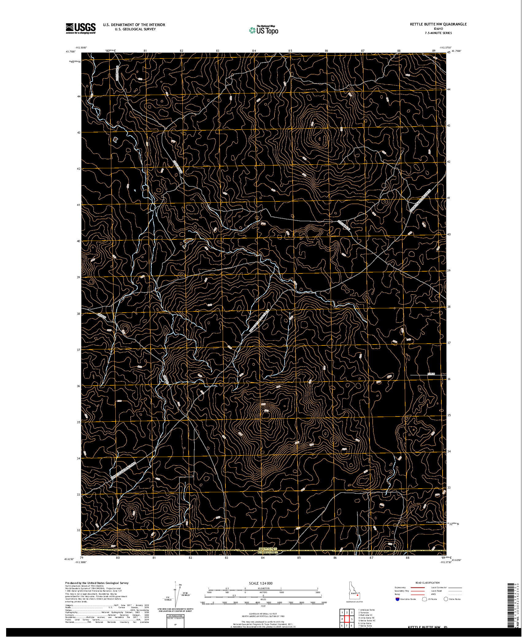 USGS US TOPO 7.5-MINUTE MAP FOR KETTLE BUTTE NW, ID 2020