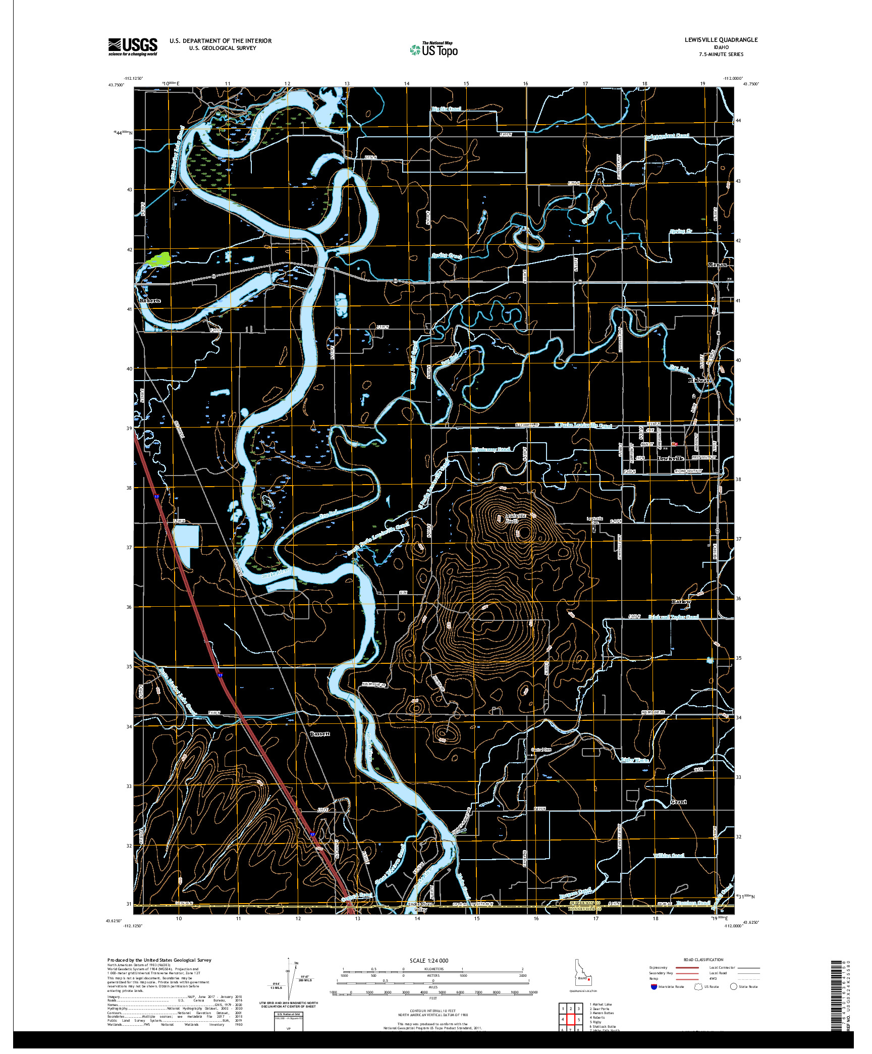 USGS US TOPO 7.5-MINUTE MAP FOR LEWISVILLE, ID 2020