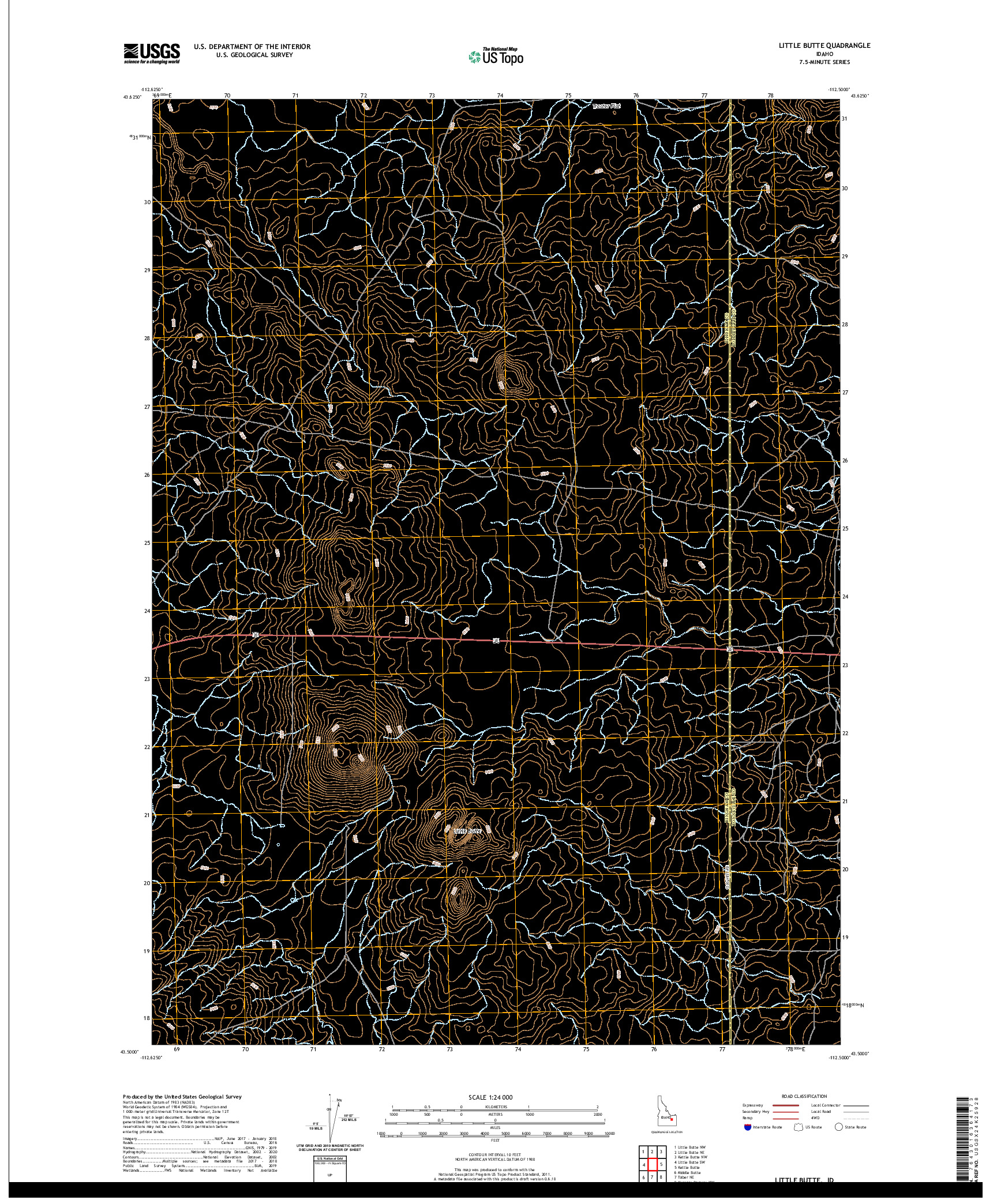 USGS US TOPO 7.5-MINUTE MAP FOR LITTLE BUTTE, ID 2020