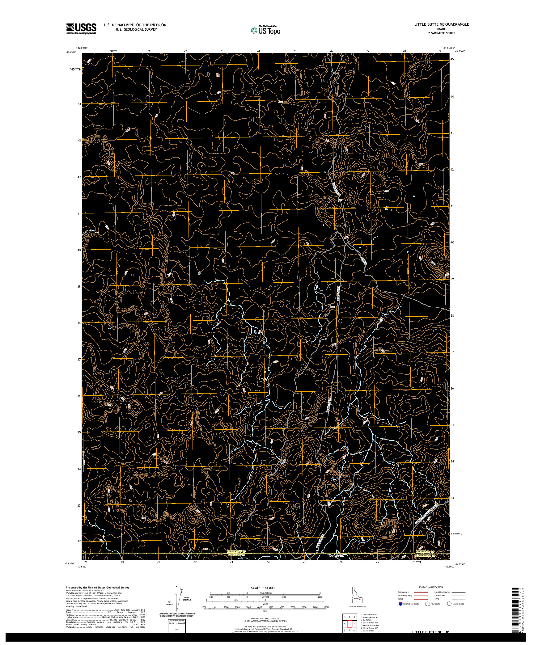 USGS US TOPO 7.5-MINUTE MAP FOR LITTLE BUTTE NE, ID 2020