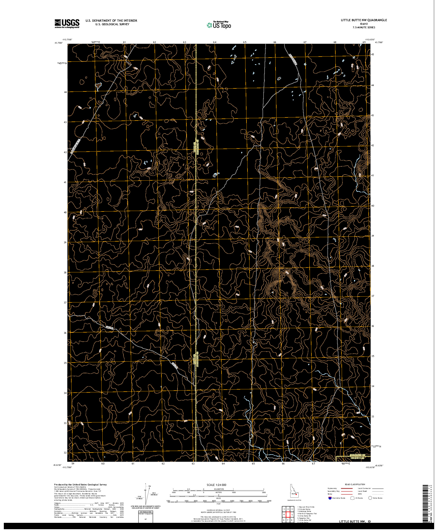 USGS US TOPO 7.5-MINUTE MAP FOR LITTLE BUTTE NW, ID 2020