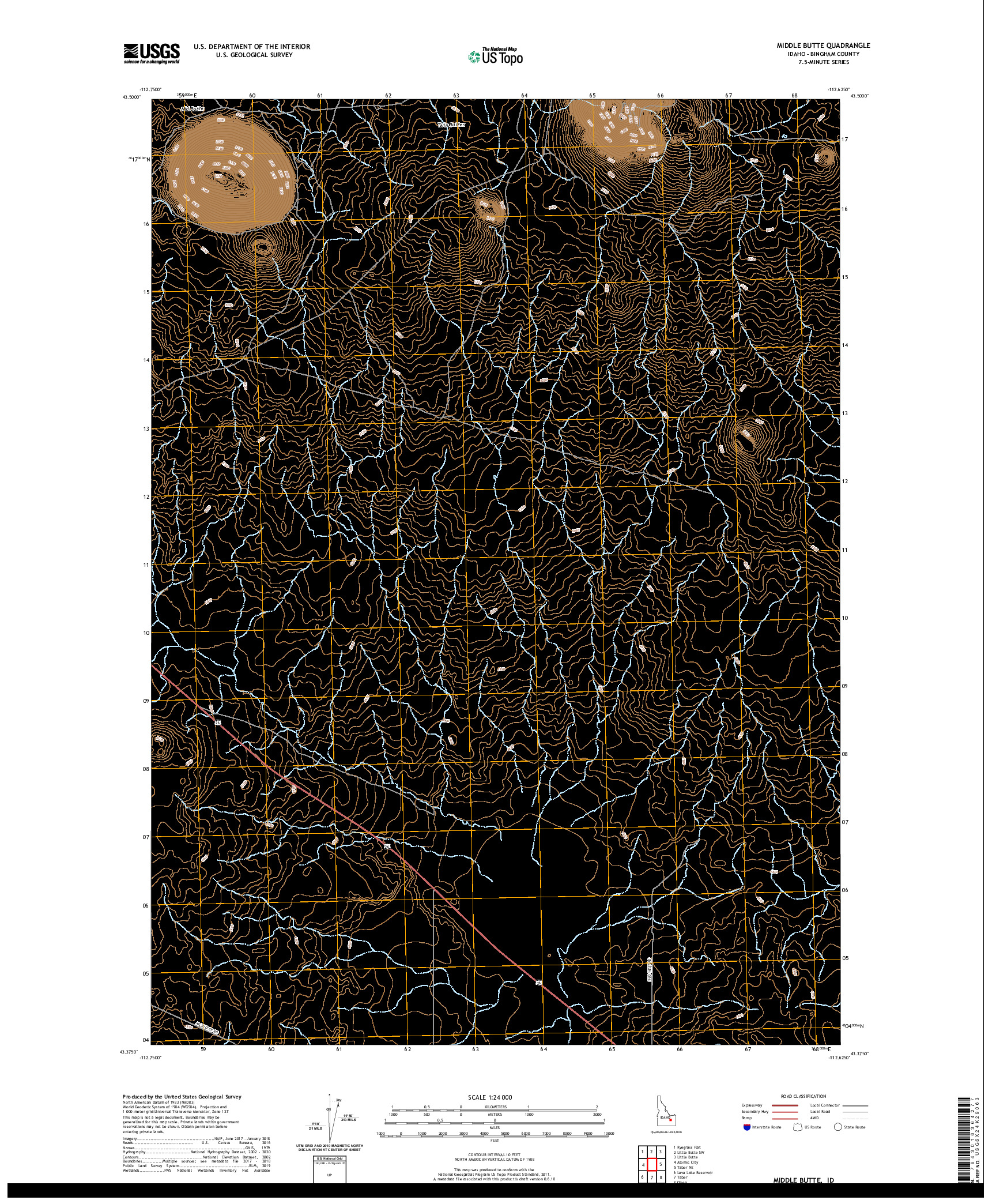 USGS US TOPO 7.5-MINUTE MAP FOR MIDDLE BUTTE, ID 2020