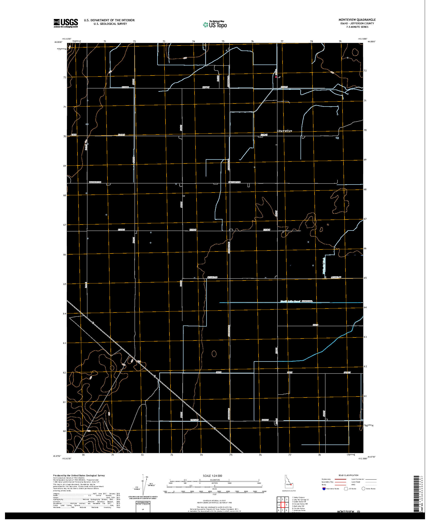 USGS US TOPO 7.5-MINUTE MAP FOR MONTEVIEW, ID 2020