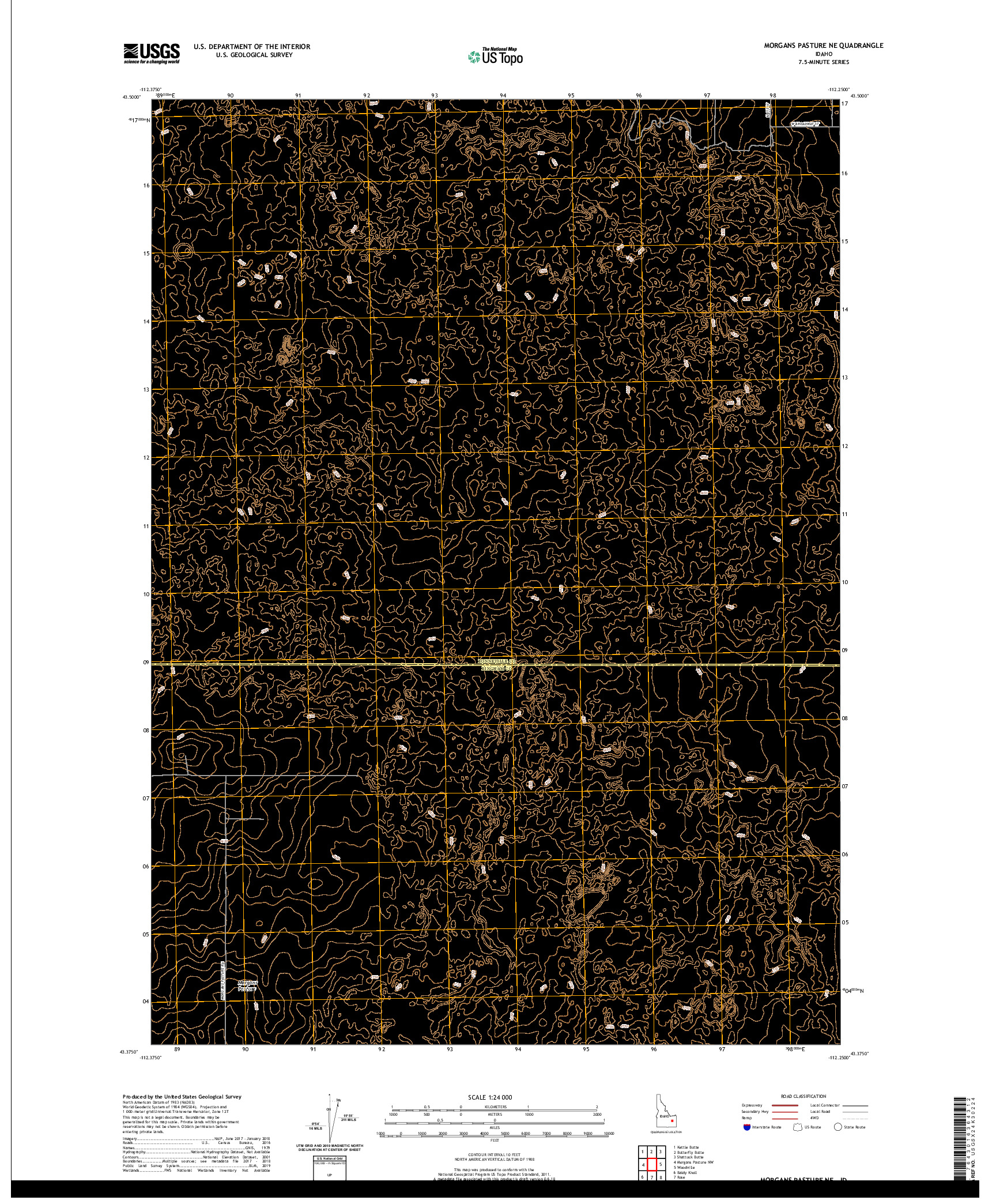 USGS US TOPO 7.5-MINUTE MAP FOR MORGANS PASTURE NE, ID 2020