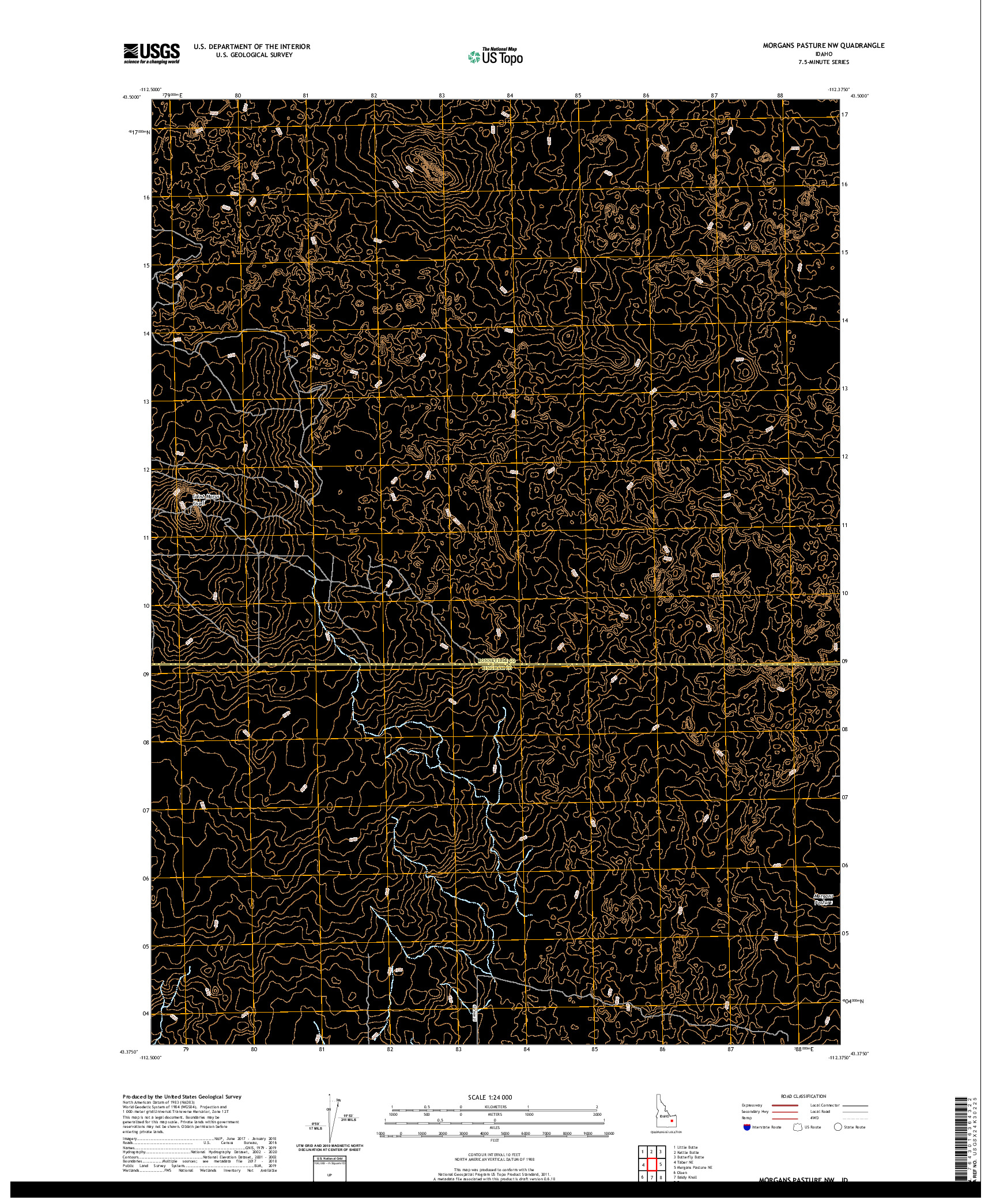 USGS US TOPO 7.5-MINUTE MAP FOR MORGANS PASTURE NW, ID 2020