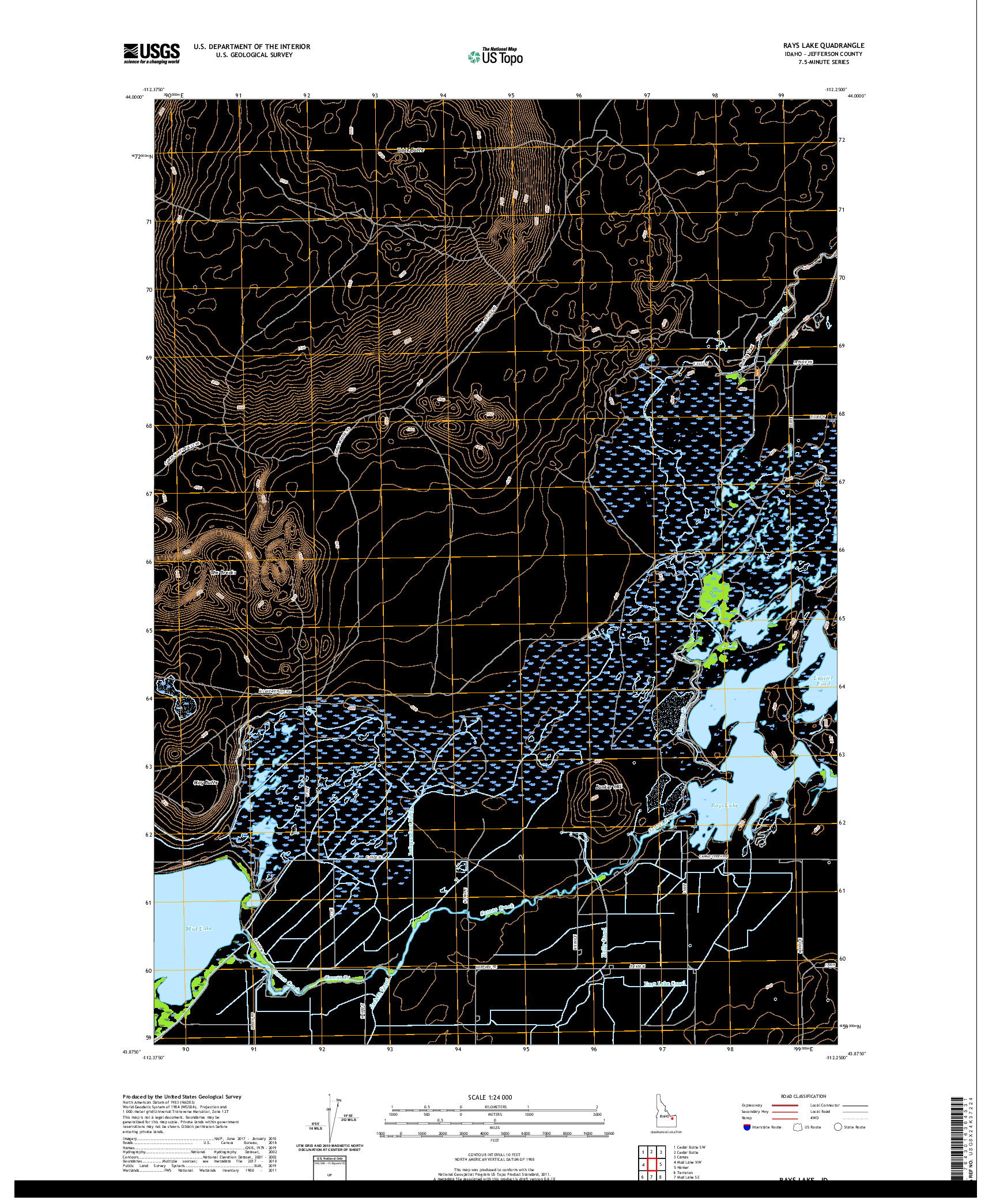 USGS US TOPO 7.5-MINUTE MAP FOR RAYS LAKE, ID 2020