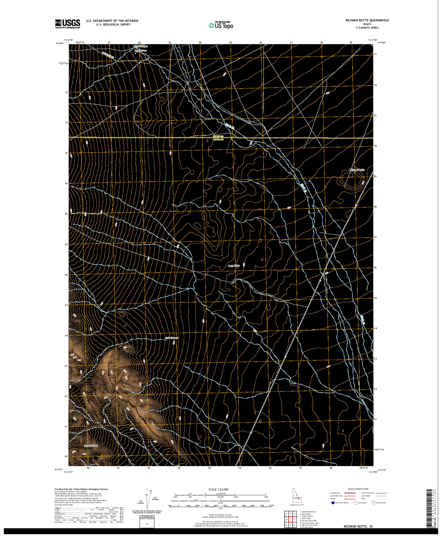 USGS US TOPO 7.5-MINUTE MAP FOR RICHARD BUTTE, ID 2020