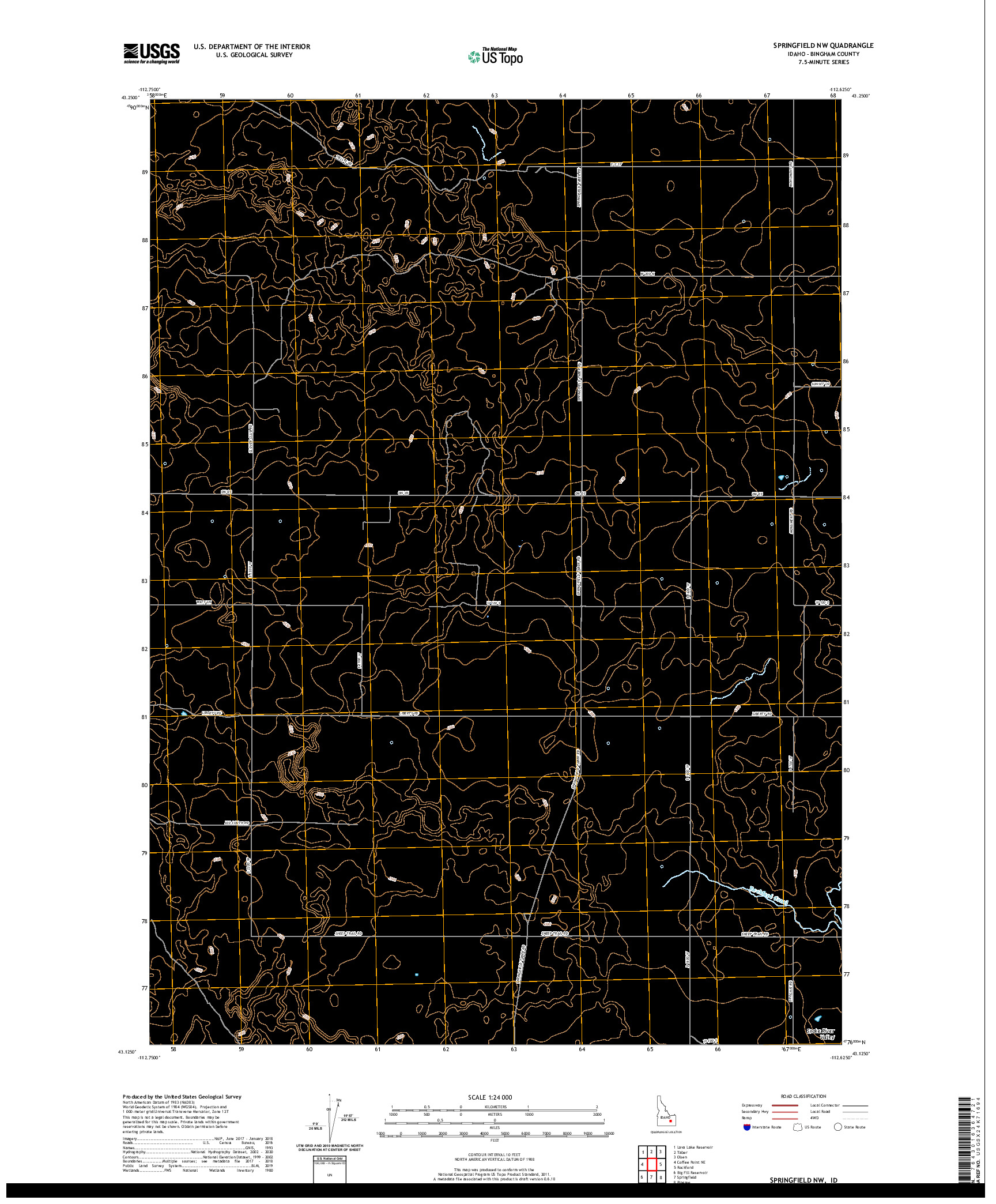 USGS US TOPO 7.5-MINUTE MAP FOR SPRINGFIELD NW, ID 2020